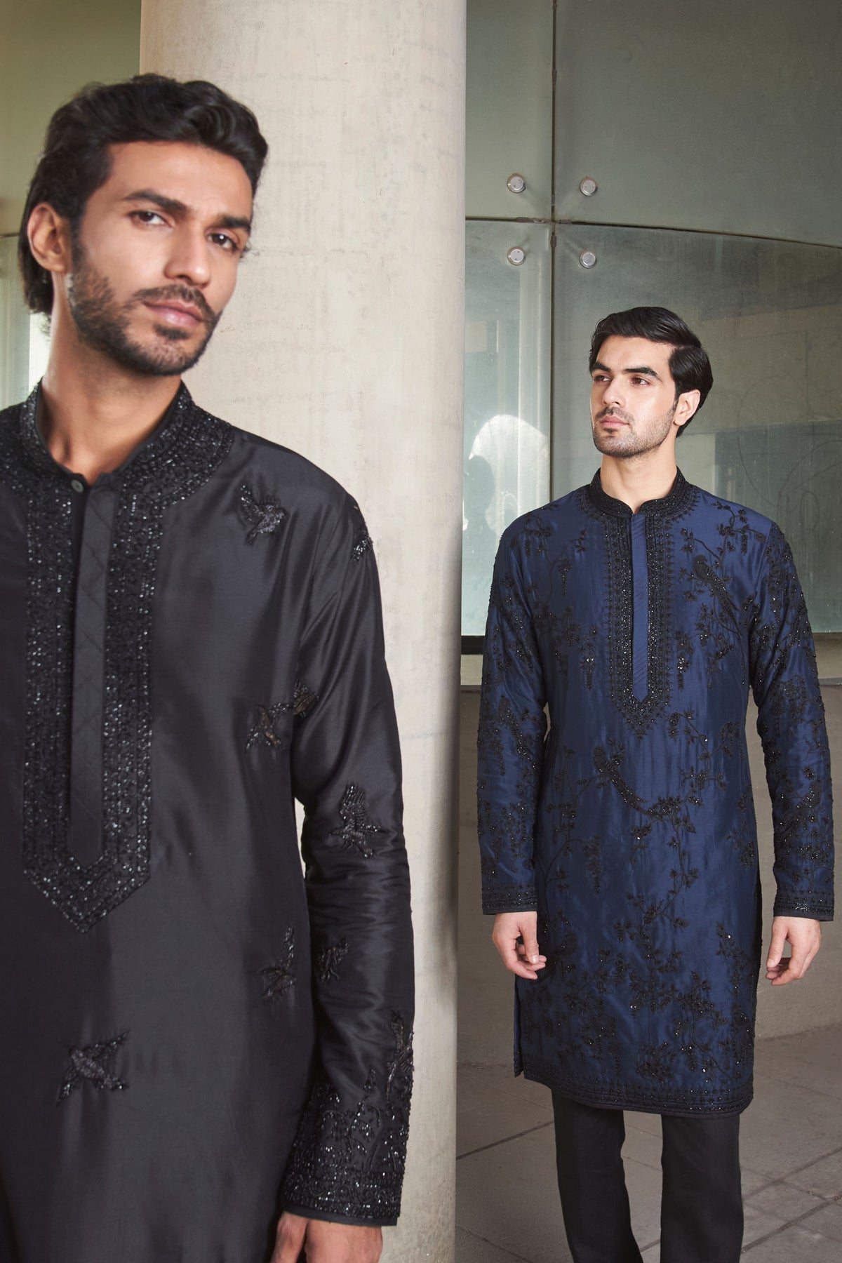 Black Flying Bird Kurta