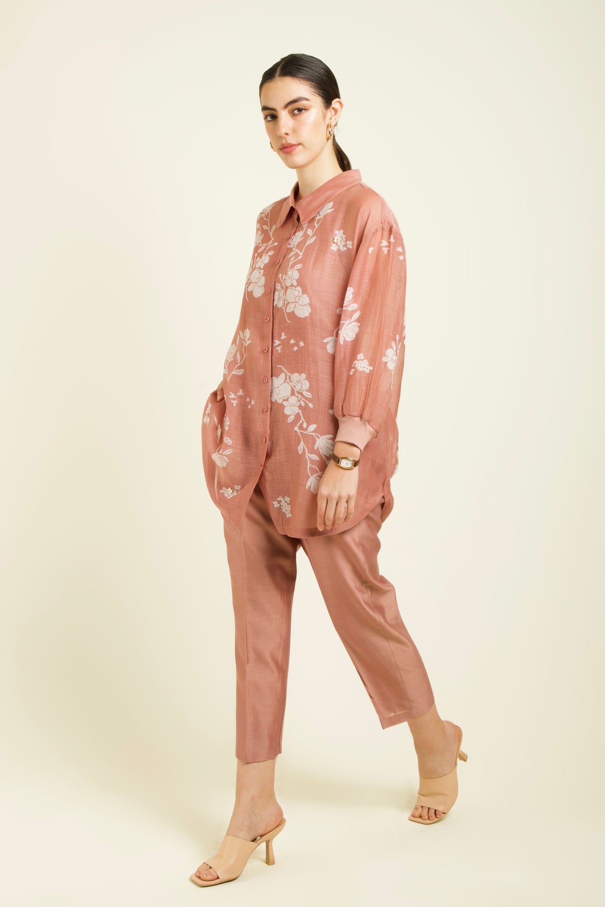 Almond Chanderi Co-ord Set