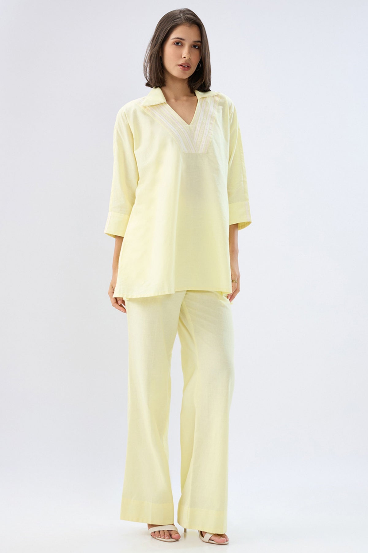 Yellow V-neck Co-ord Set