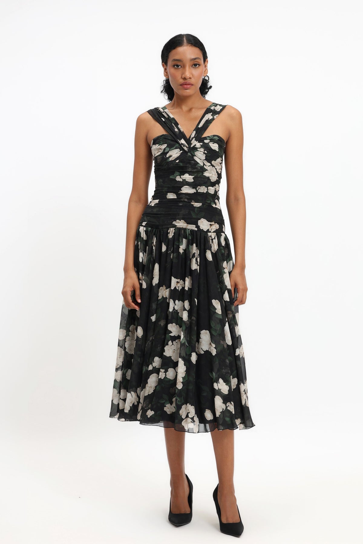 Drop Waisted Chiffon Midi