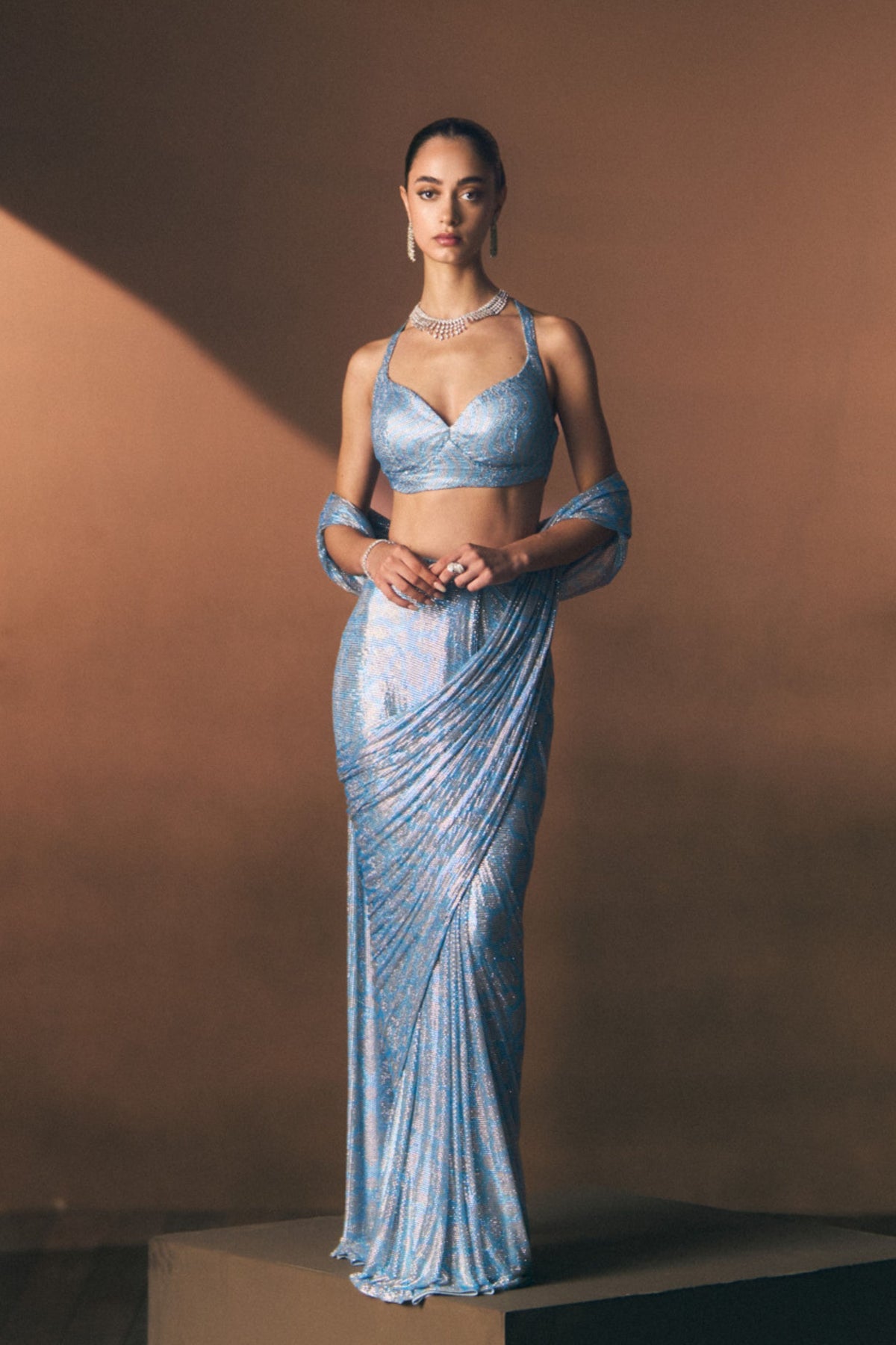 Lagoon Drape Saree Set