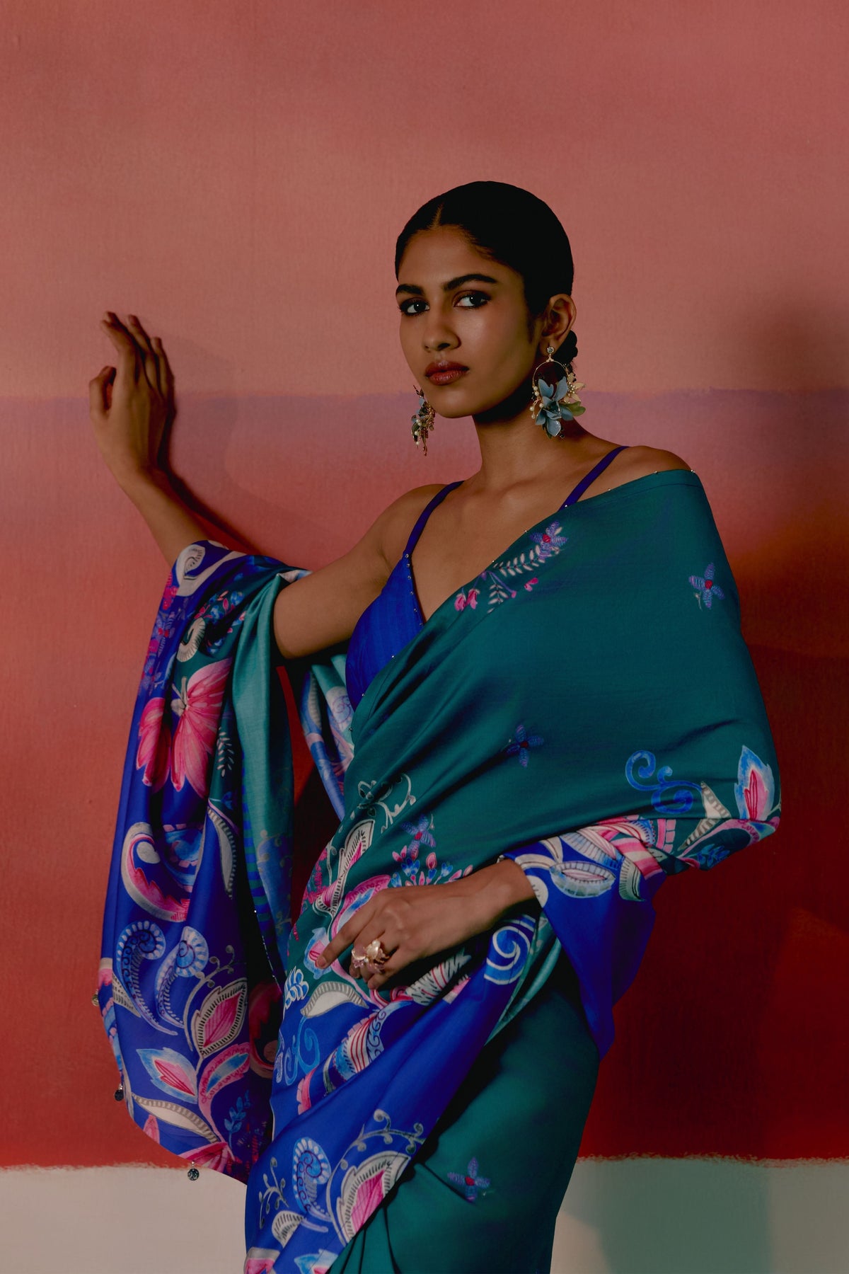 Teal and Blue Paisley Saree