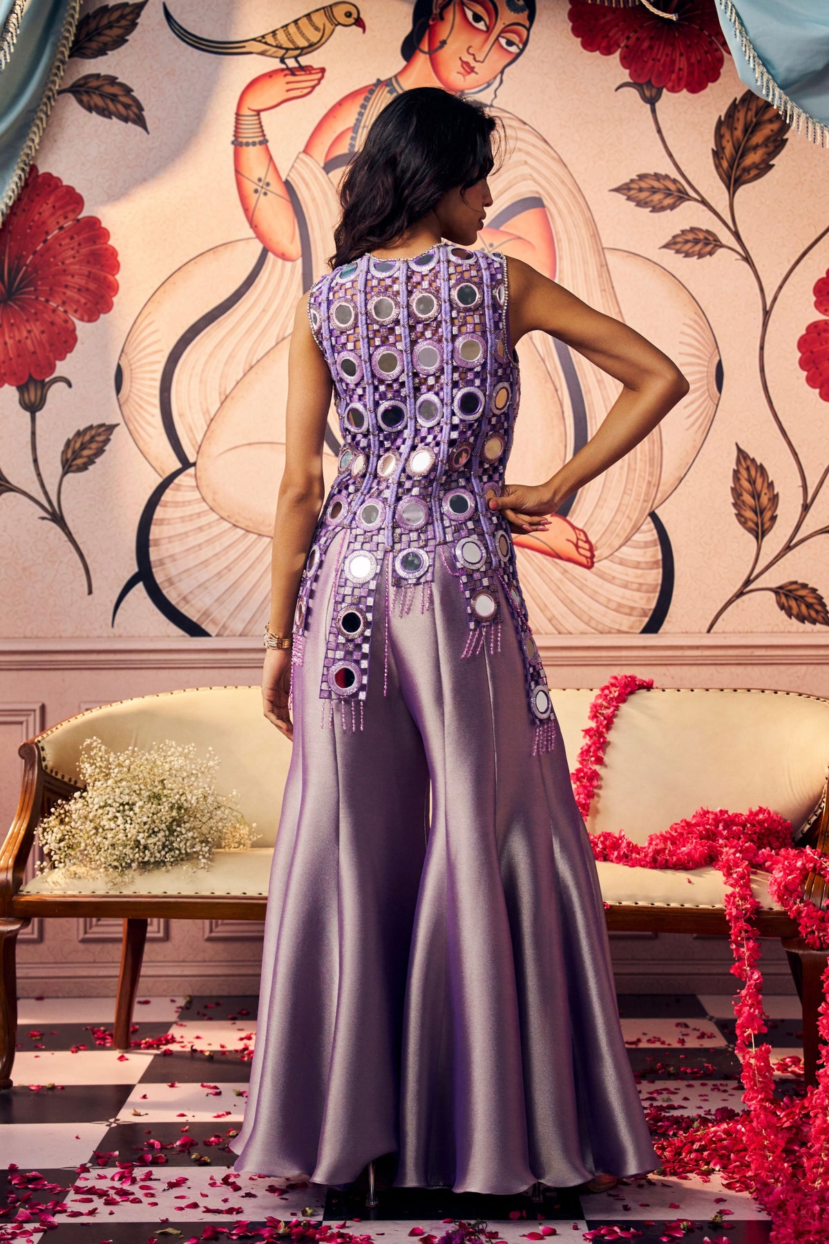 Lavender Mirror Sharara Set