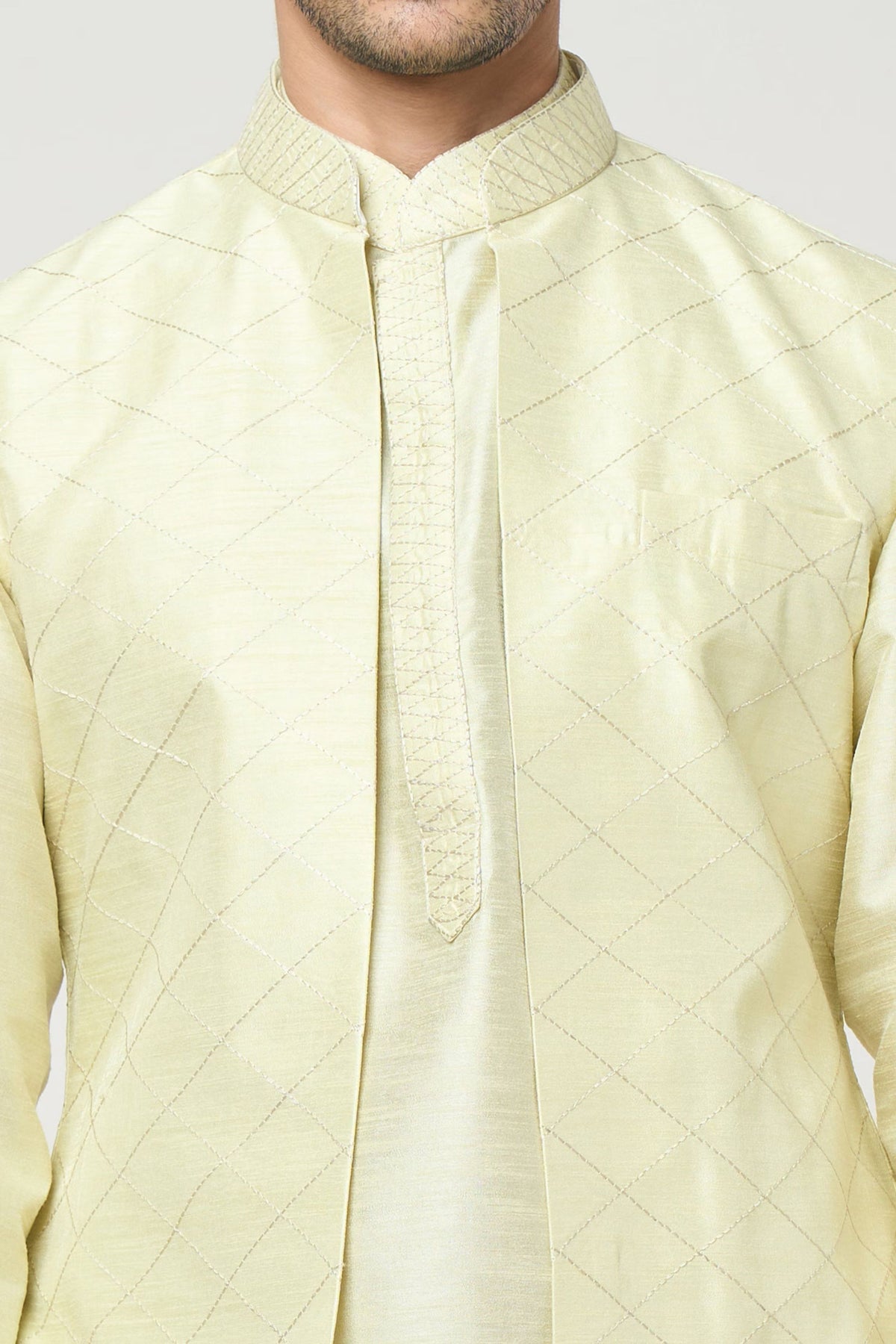 Parrot Green Pintuck jacket Set