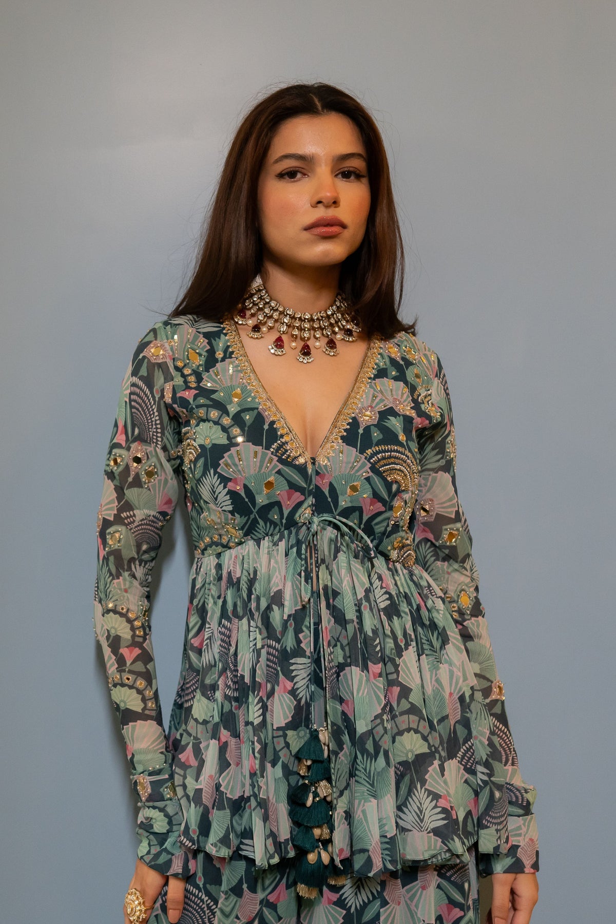 Antique Embroidered Peplum Set