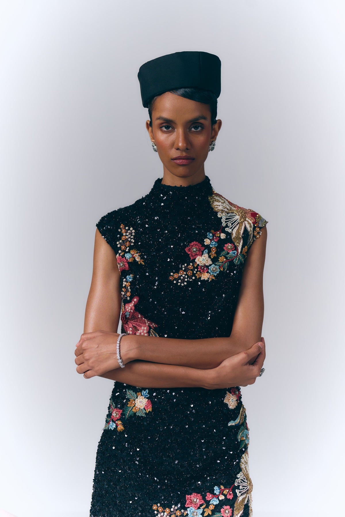 Midnight Bloom Sequin Mini Dress