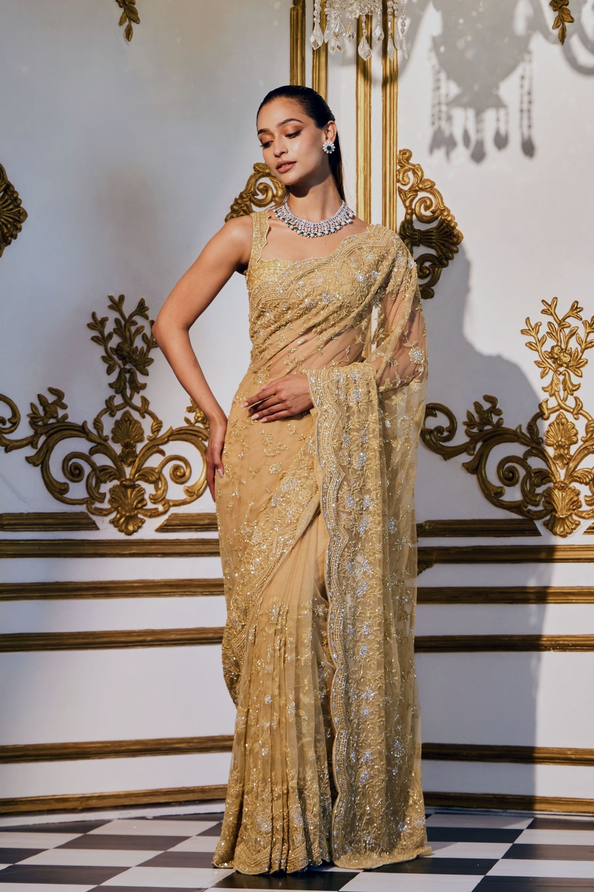 Liquid Gold  Saree Set