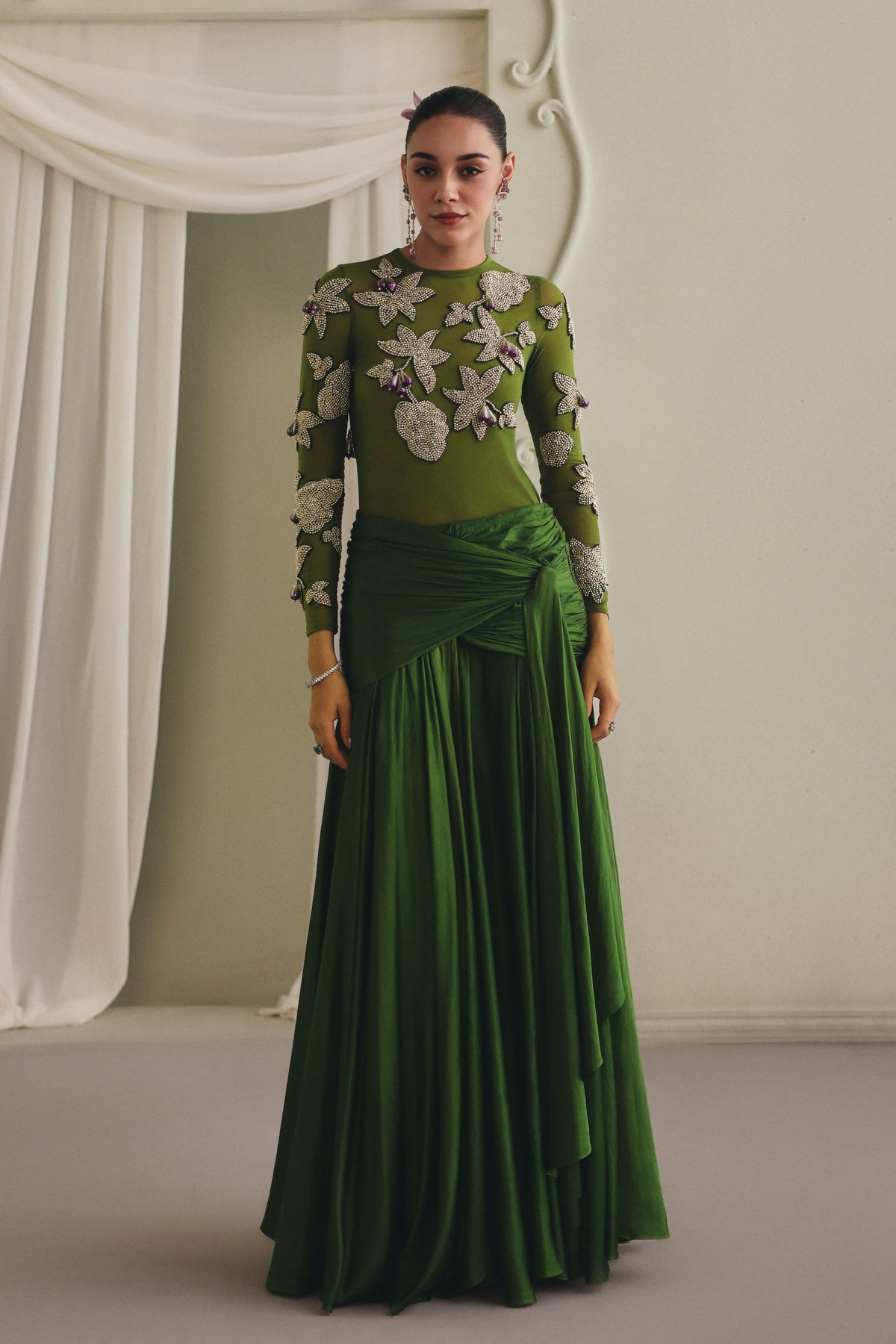 Green Skirt Set