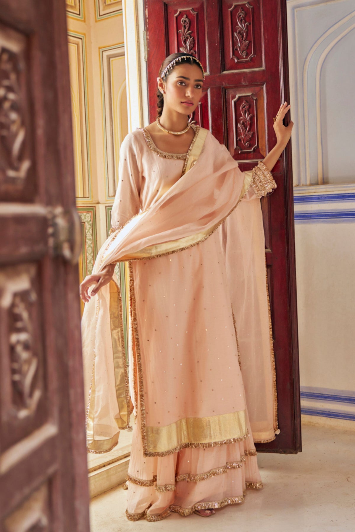 Vintage Blush Kurta Sharara Set