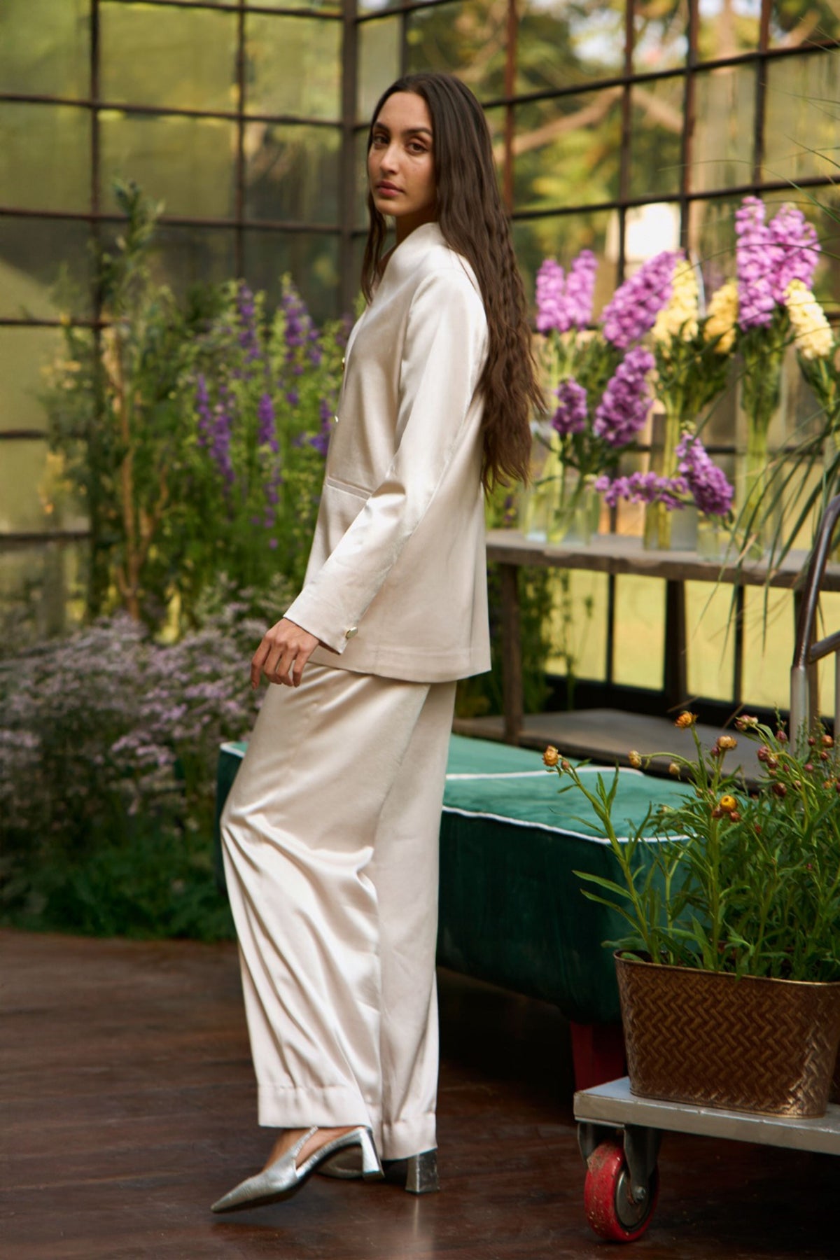 Ivory Satin Pant