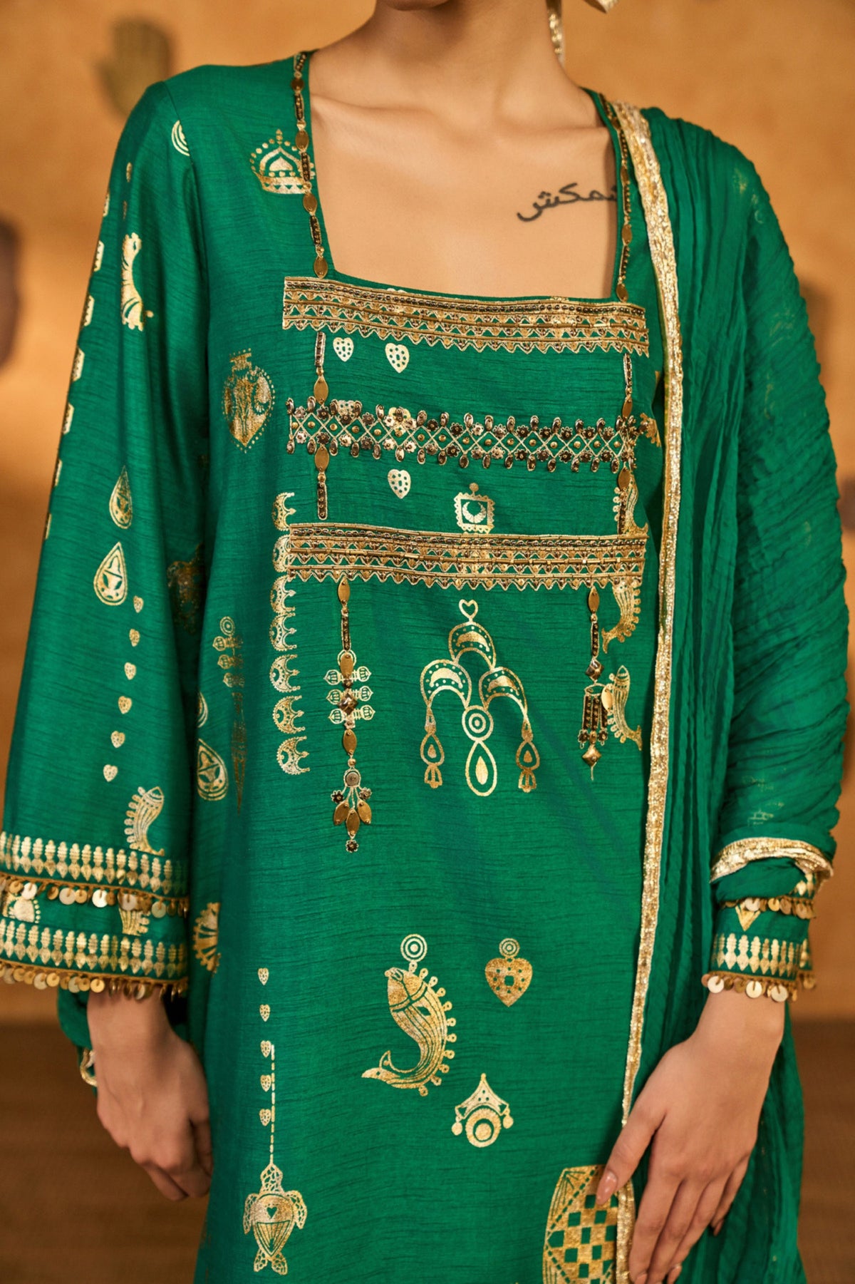 Green Folkstone Kurta Set