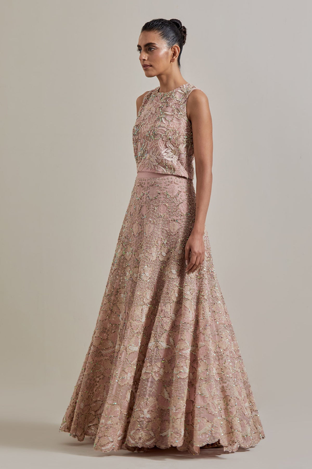 Champagne Lehenga Set