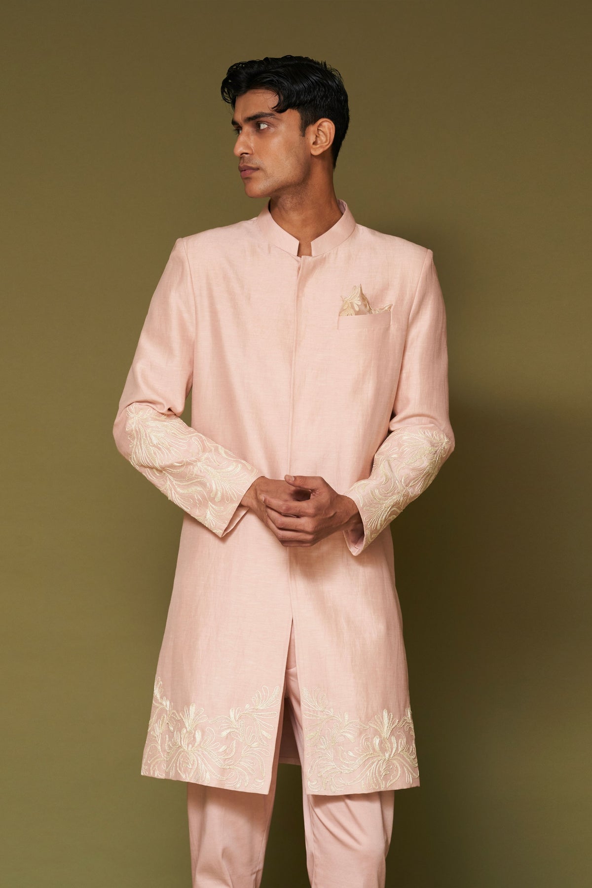Blush Pink Dori Sherwani Set