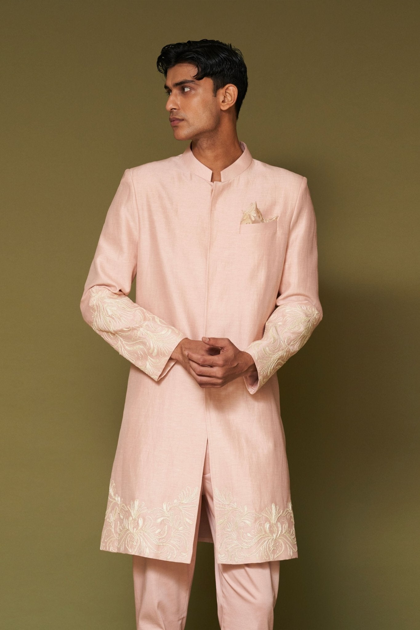 Blush Pink Dori Sherwani Set - Devnaagri Menswear - Elahe