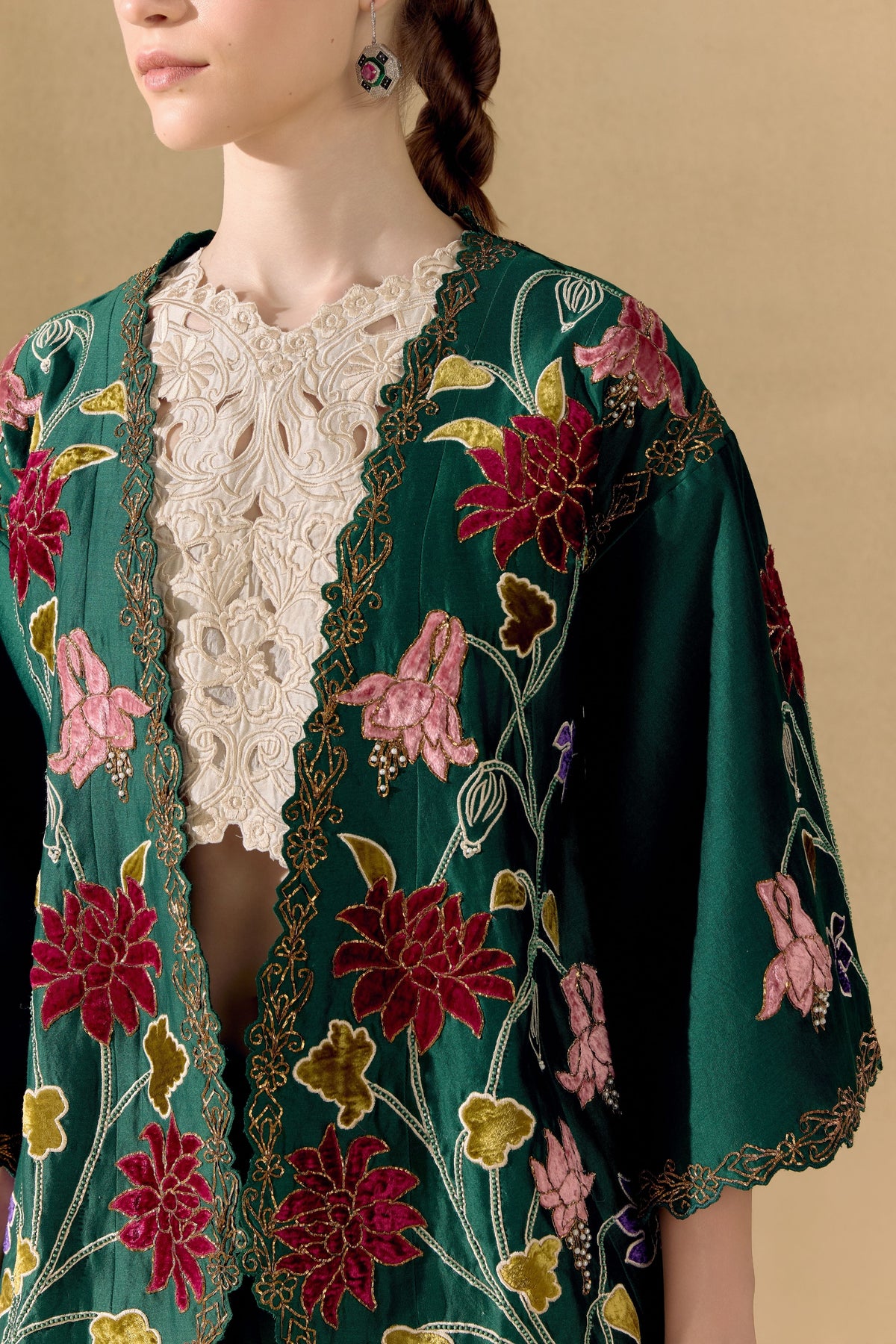 Emerald Green Botanica Flared Jacket