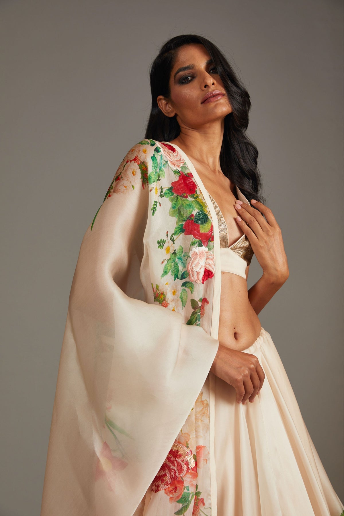 Organza Lehenga Set in Ivory