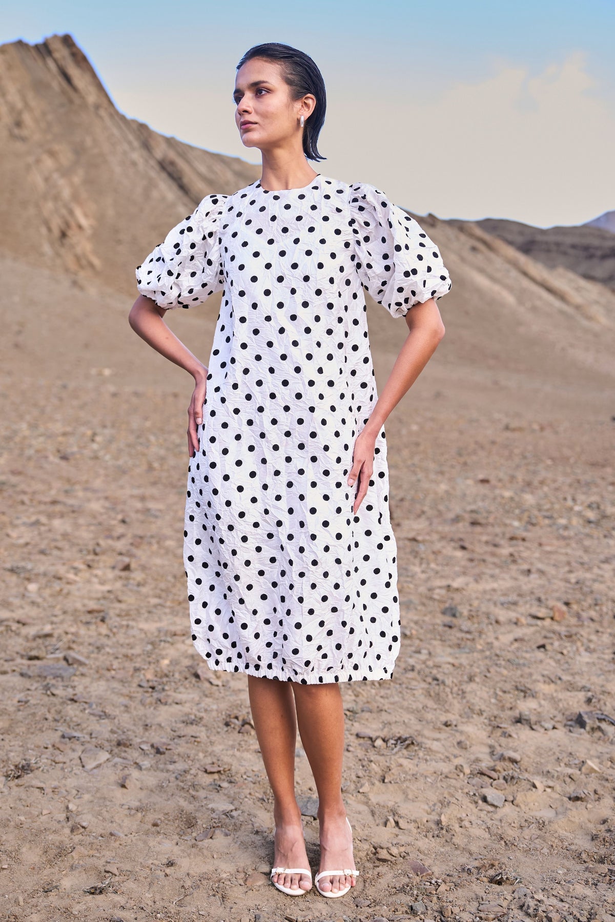Crushed Polka Dot Dress