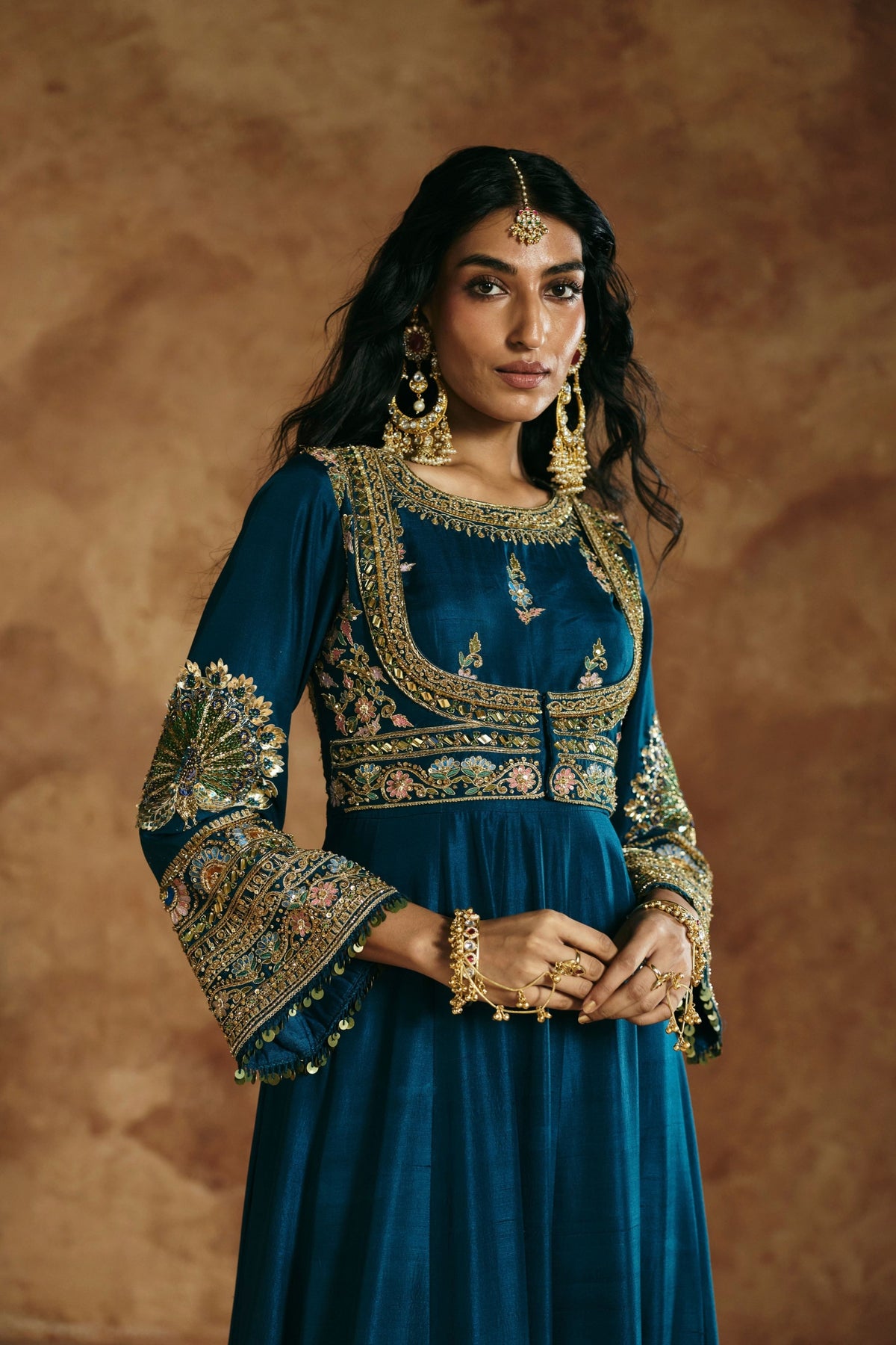 Teal Blue Sindh Zardozi Anarkali Set