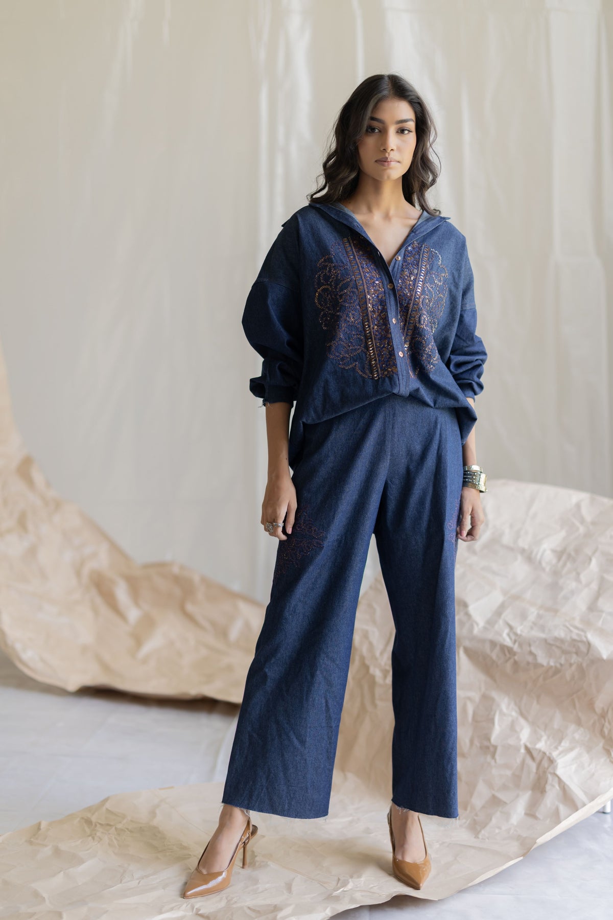 Dark Blue Denim Circle Shirt