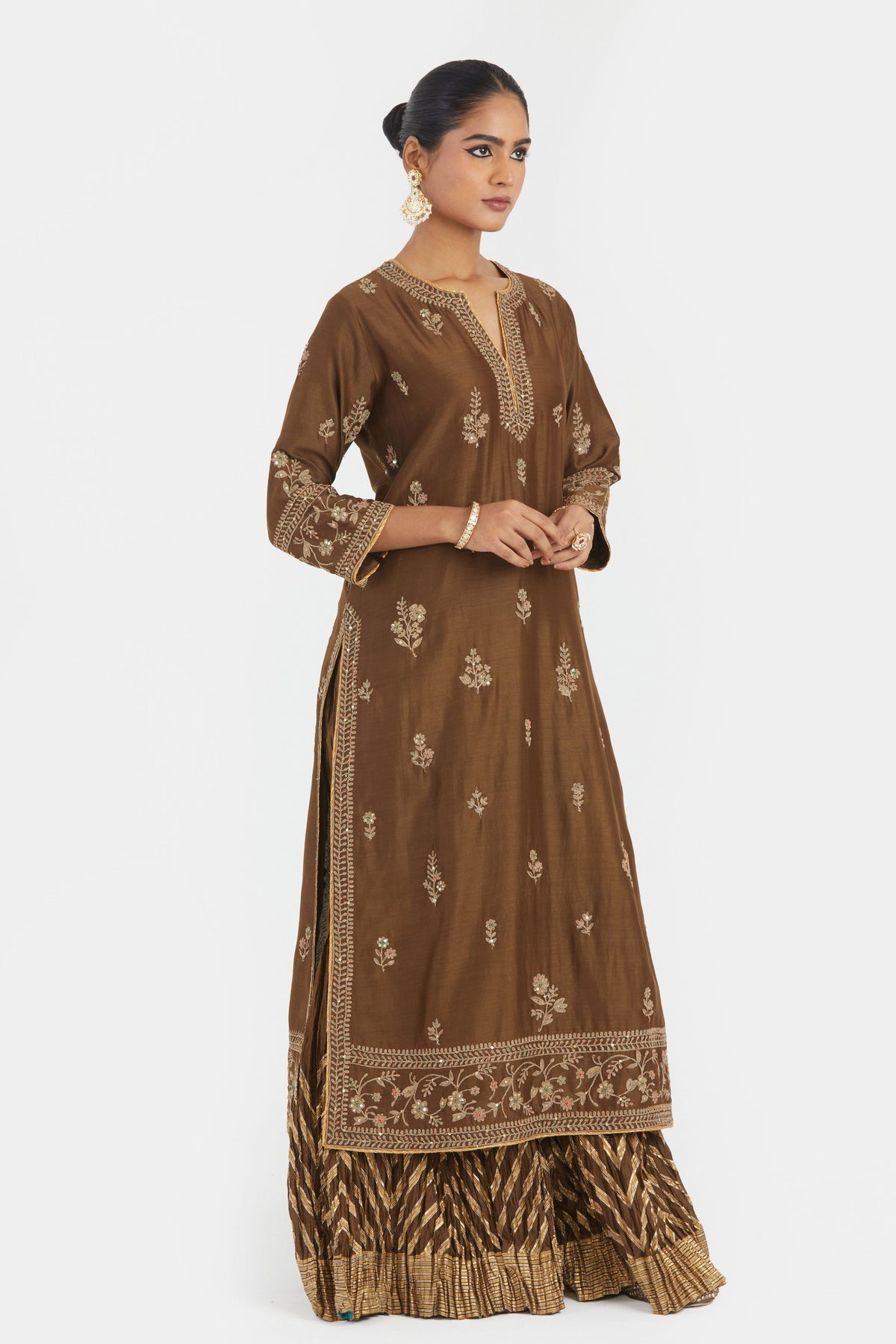 Chanderi Olive Sharara Set