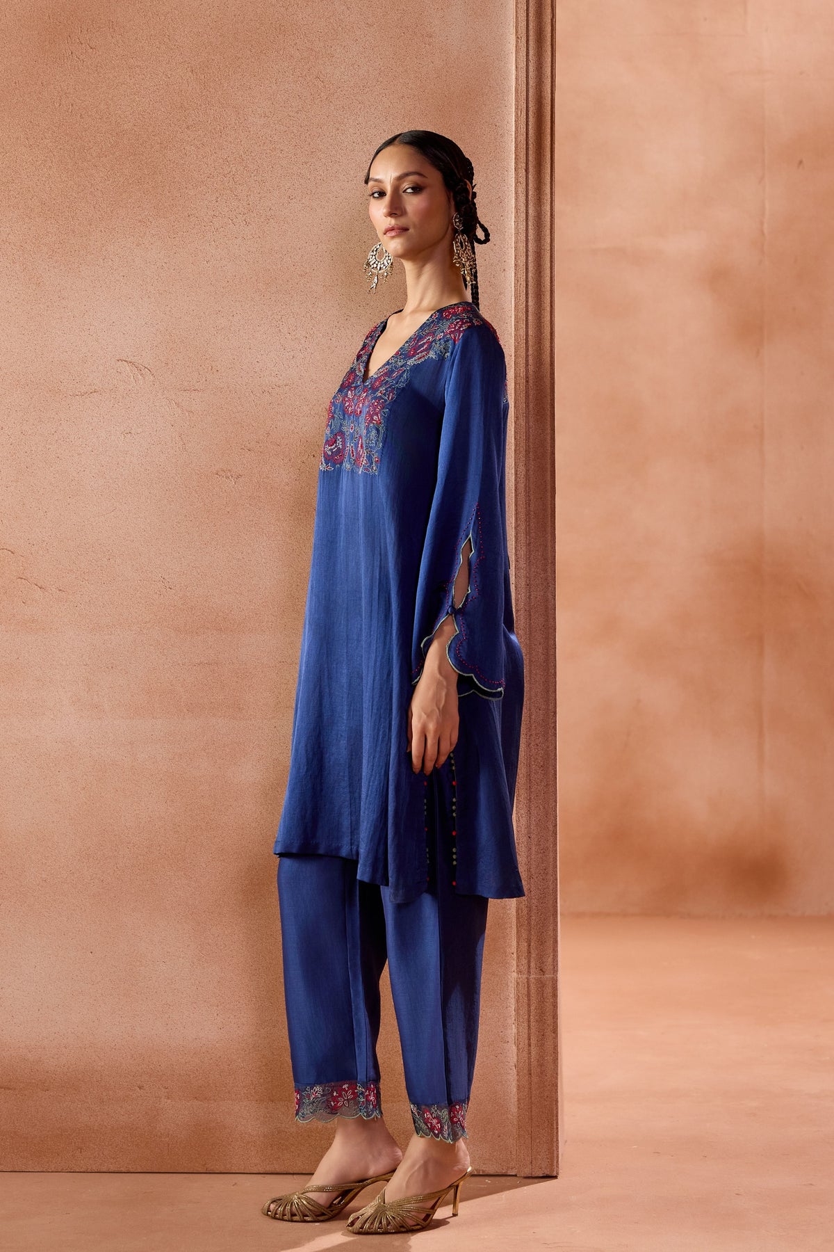 Blue Embroidered Kurta Set