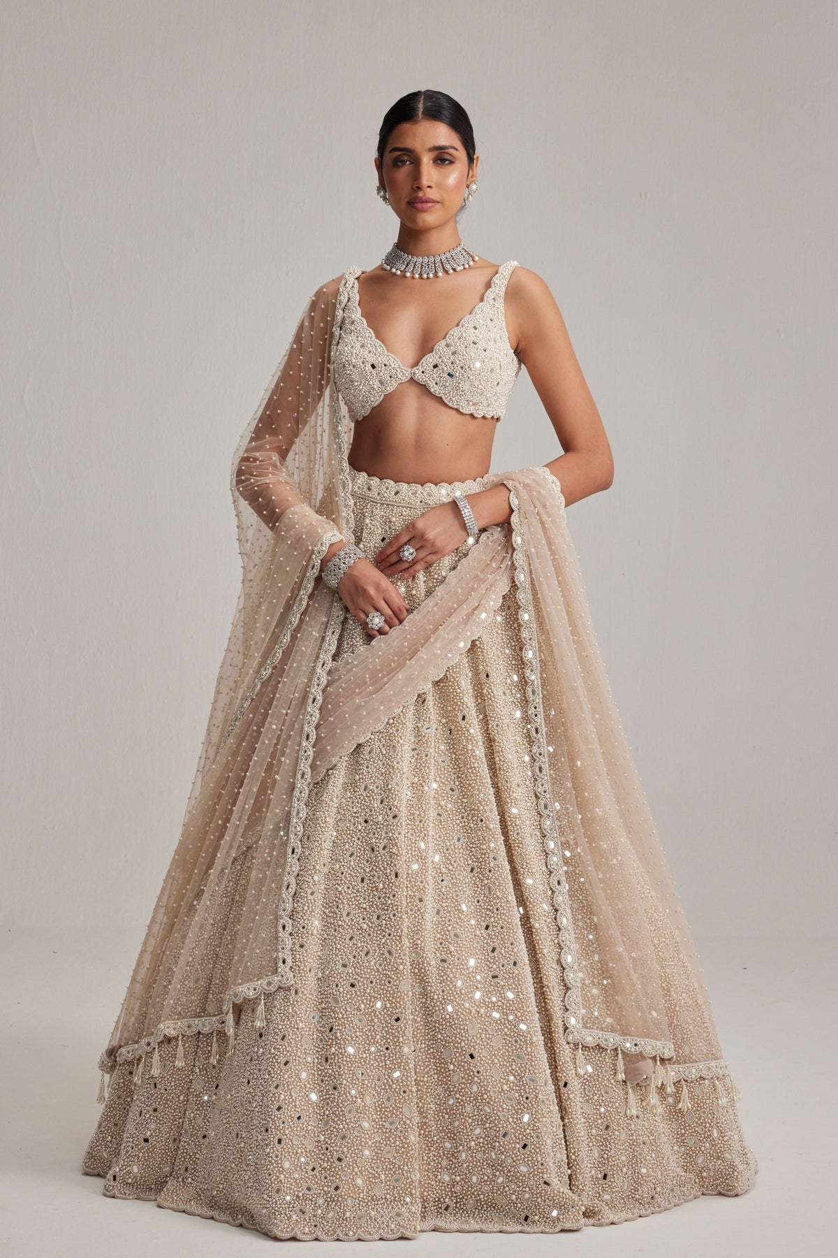 Light Beige Lehenga Set