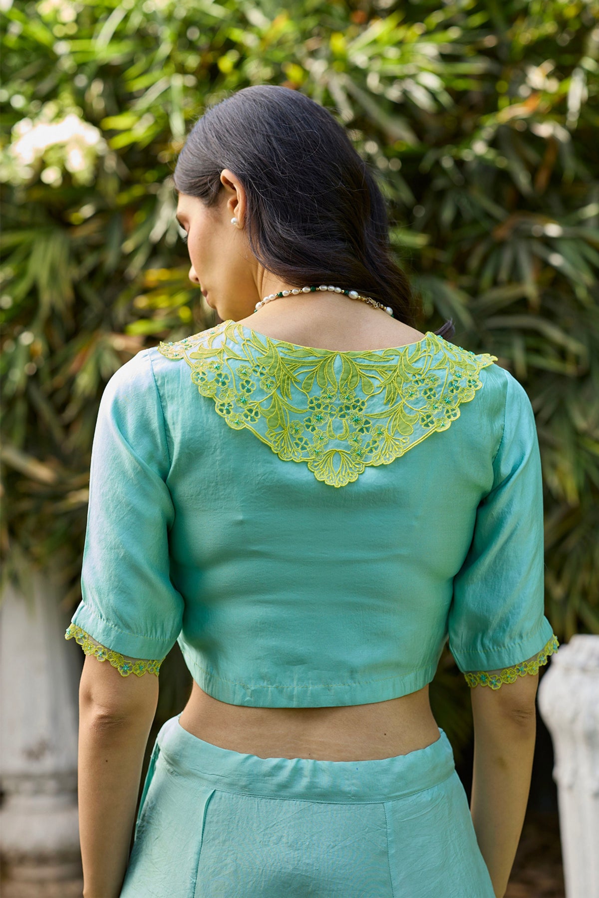 English Morning Blue Embroidered Blouse