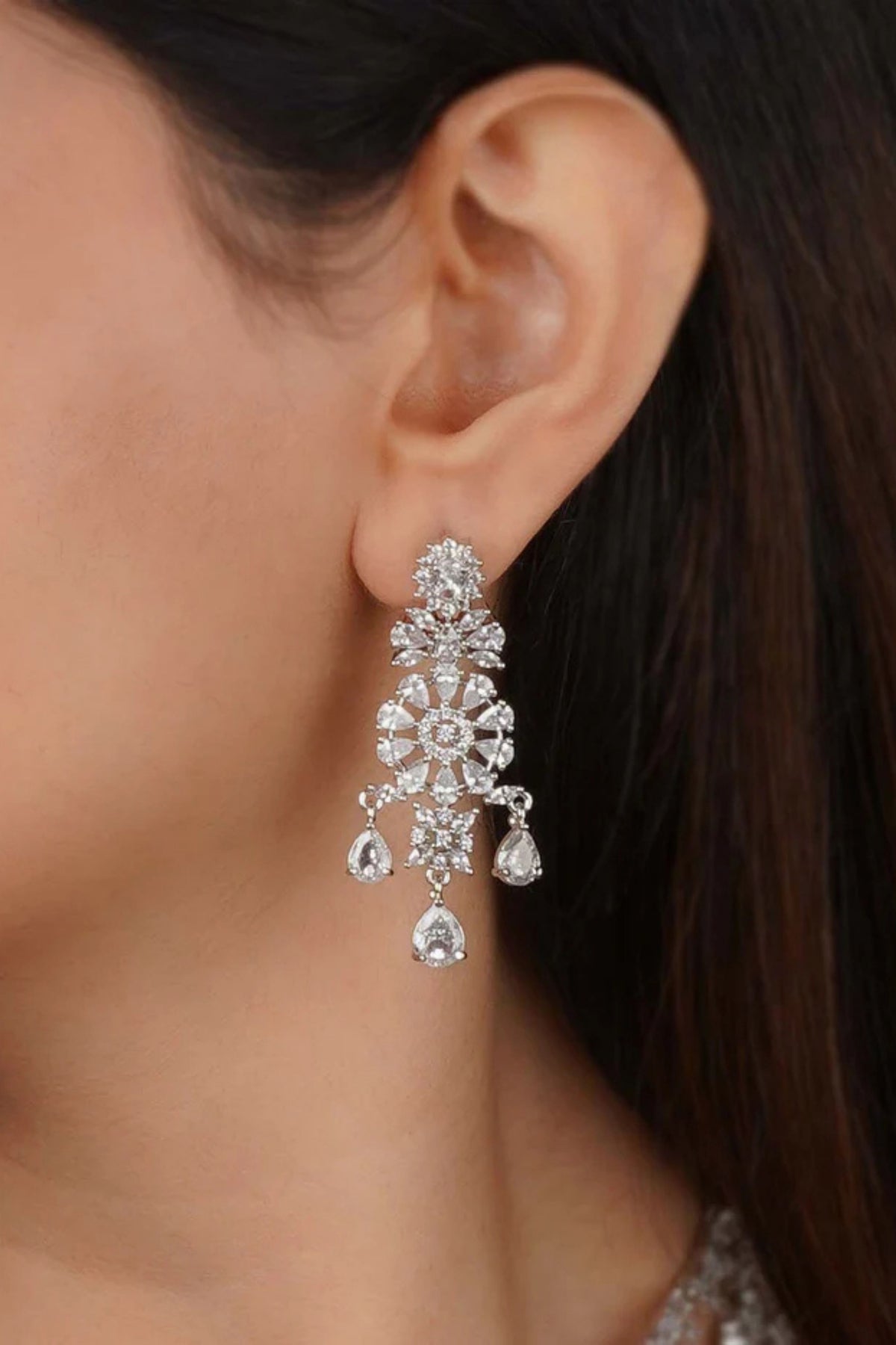 Silver Plated Diamond Necklace Set