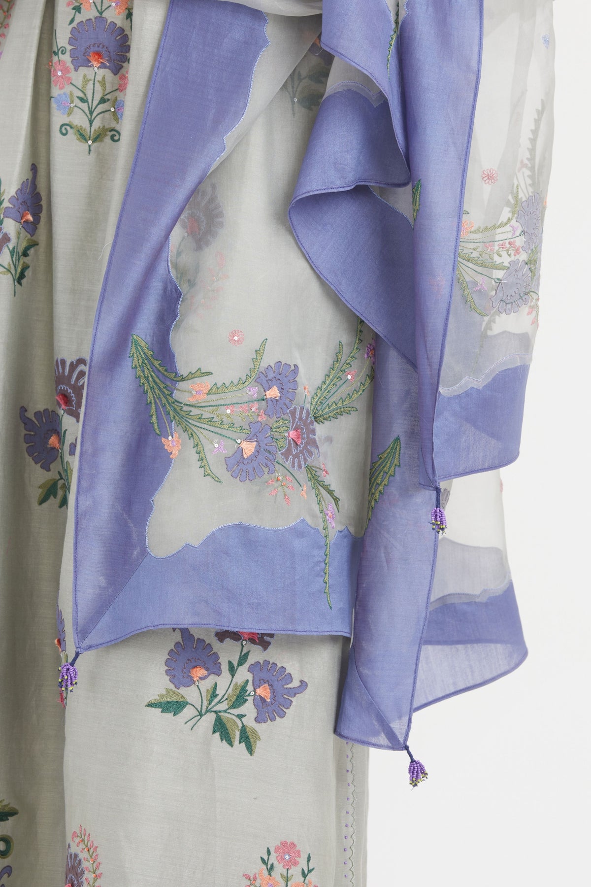 Chanderi Bluish Grey Kurta Set