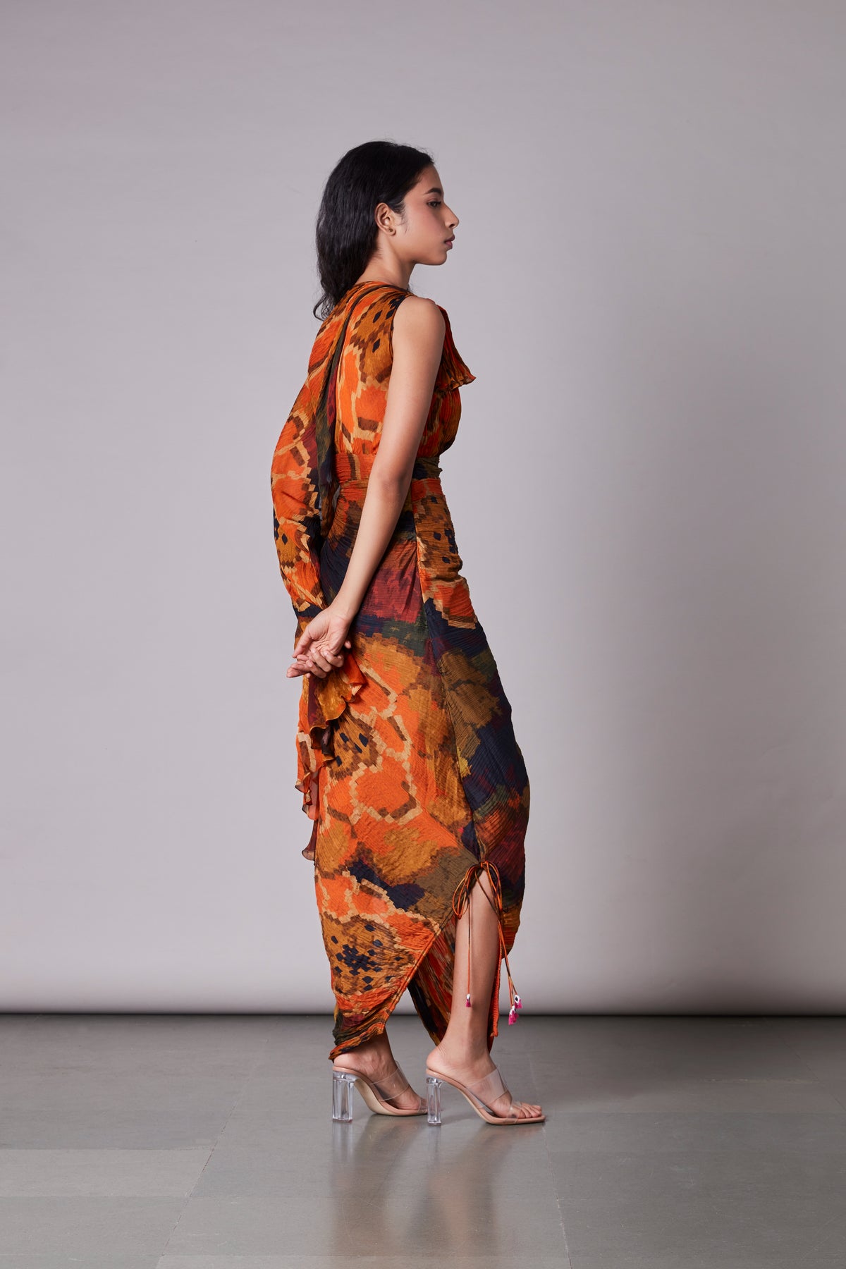 Floral print saree dress