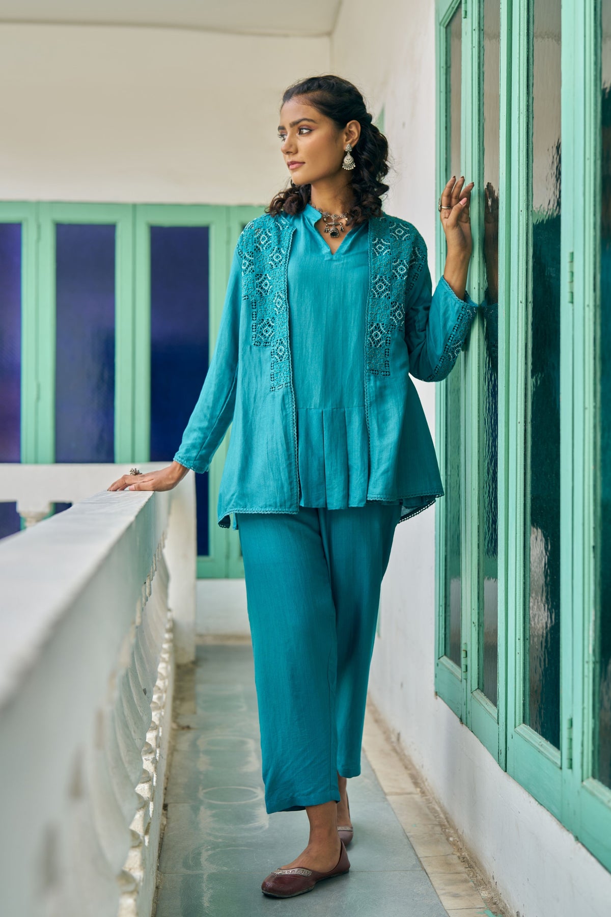 Teal Hand Work Jacket Set
