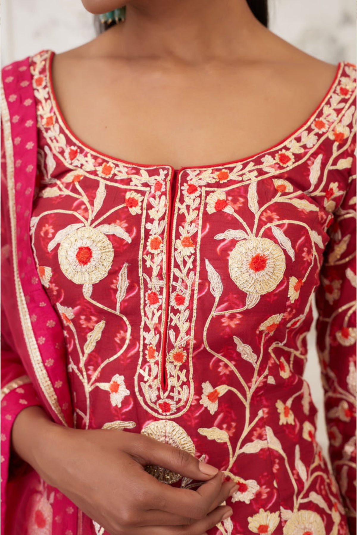 Magenta short kurti set