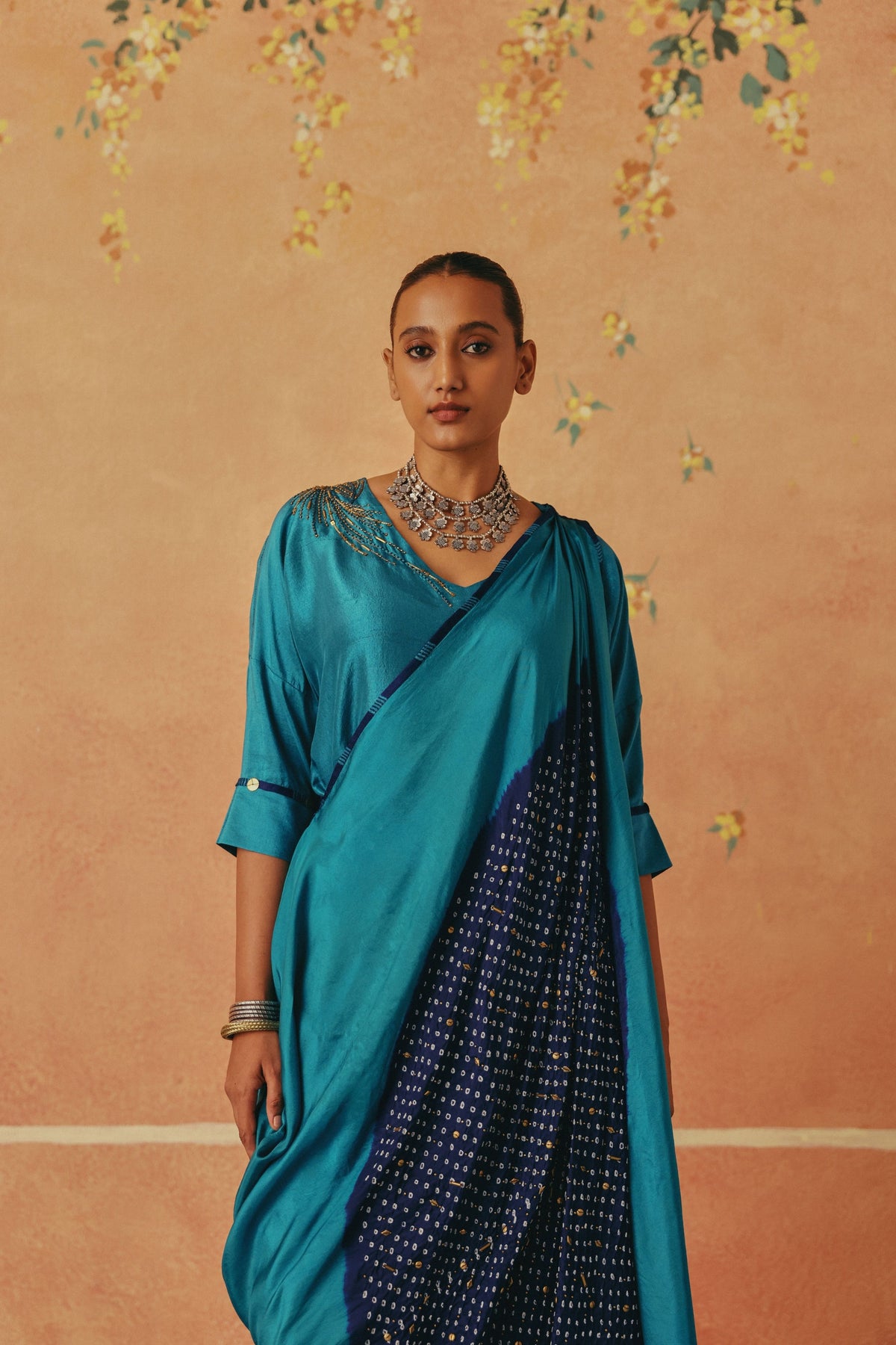 Neel Teal Drape Set