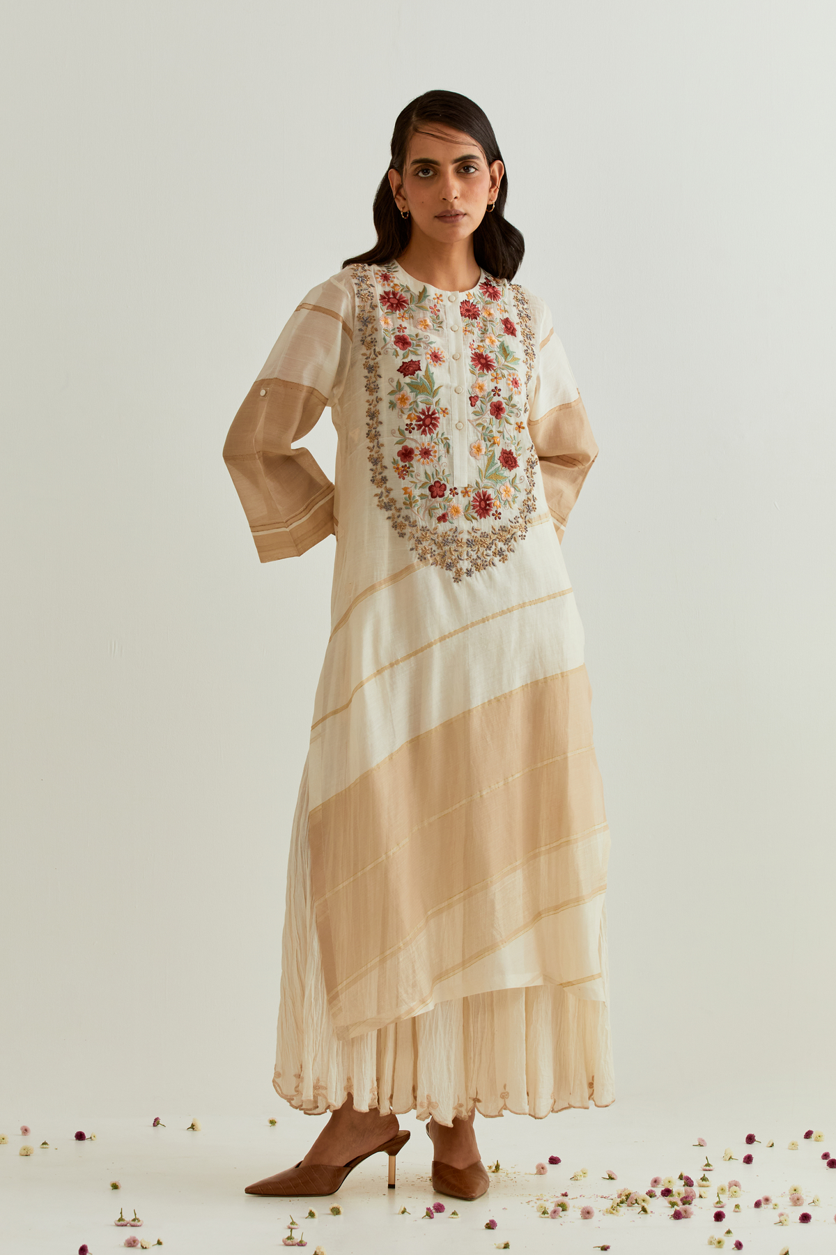 Ivory Chanderi Kurta Set