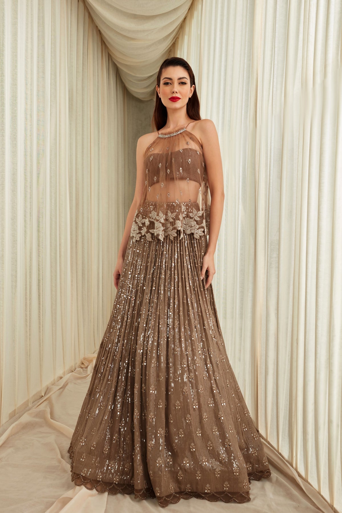 Taupe Lehenga Set