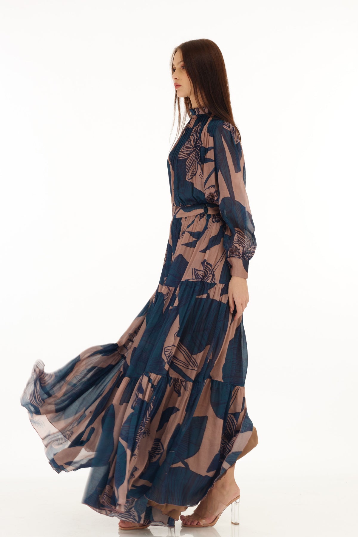 Orange and Blue Floral Skirt