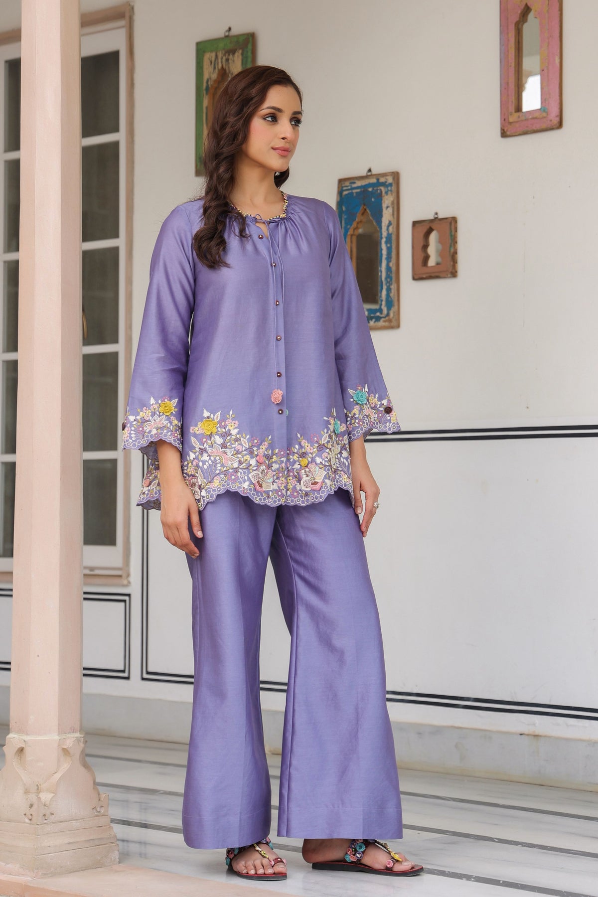 Gulzar Lilac Scallop Co-ord Set