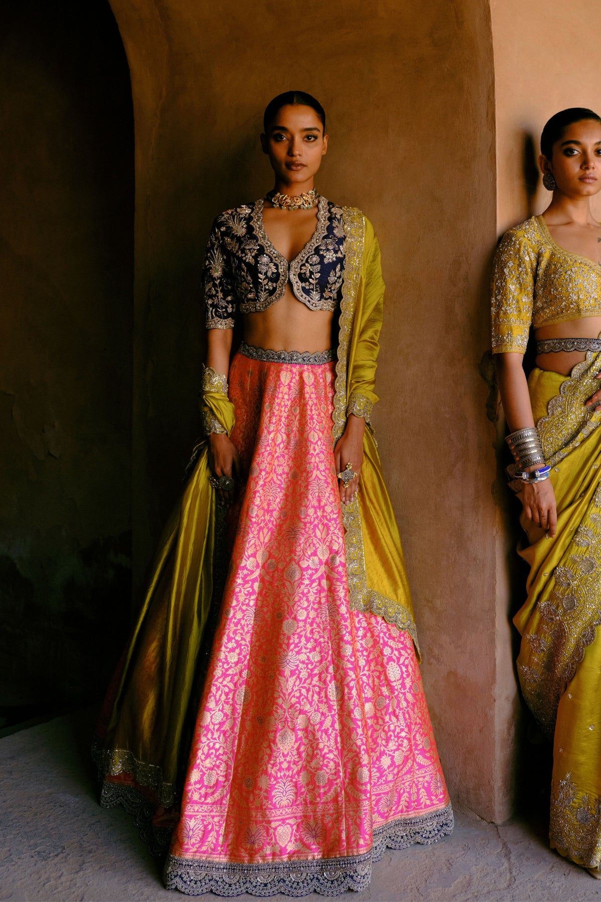 Hot Pink Embroidered Lehenga Set