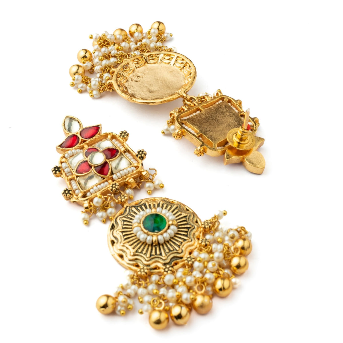Gold Plated Green Kundan Set