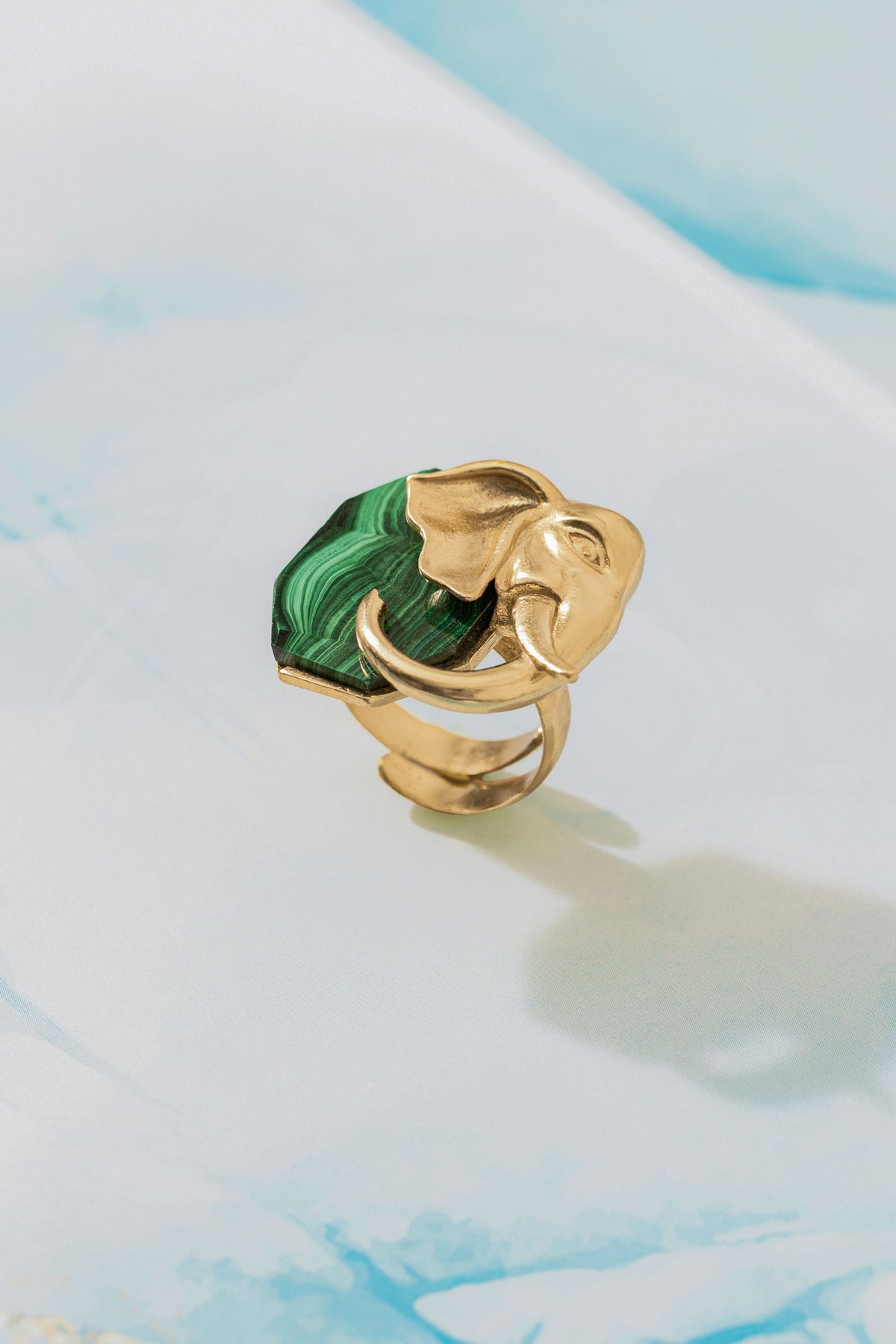 Ele Malachite Ring Gold