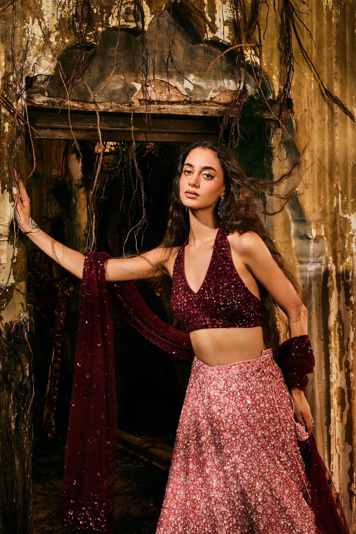 Crimson Aurora Lehenga Set