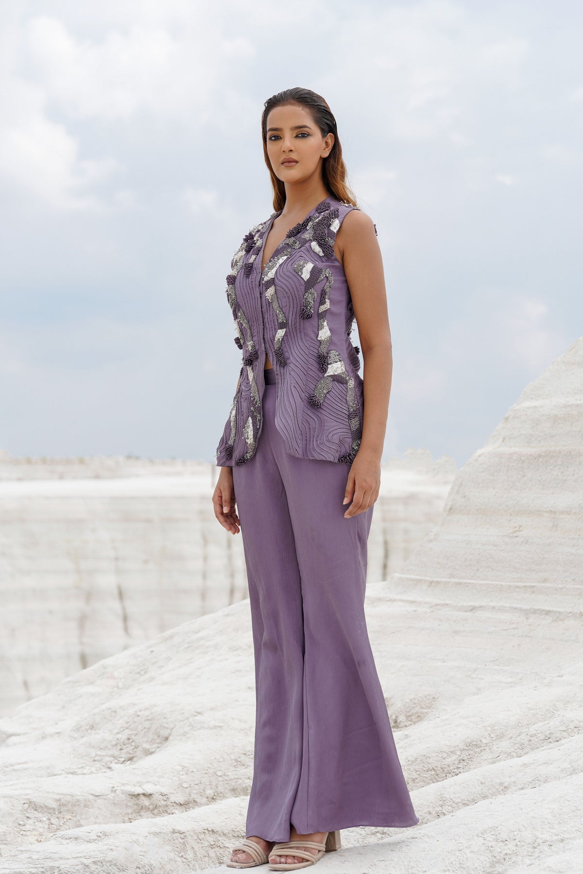 Pastel Purple Embroidered Co-ord Set