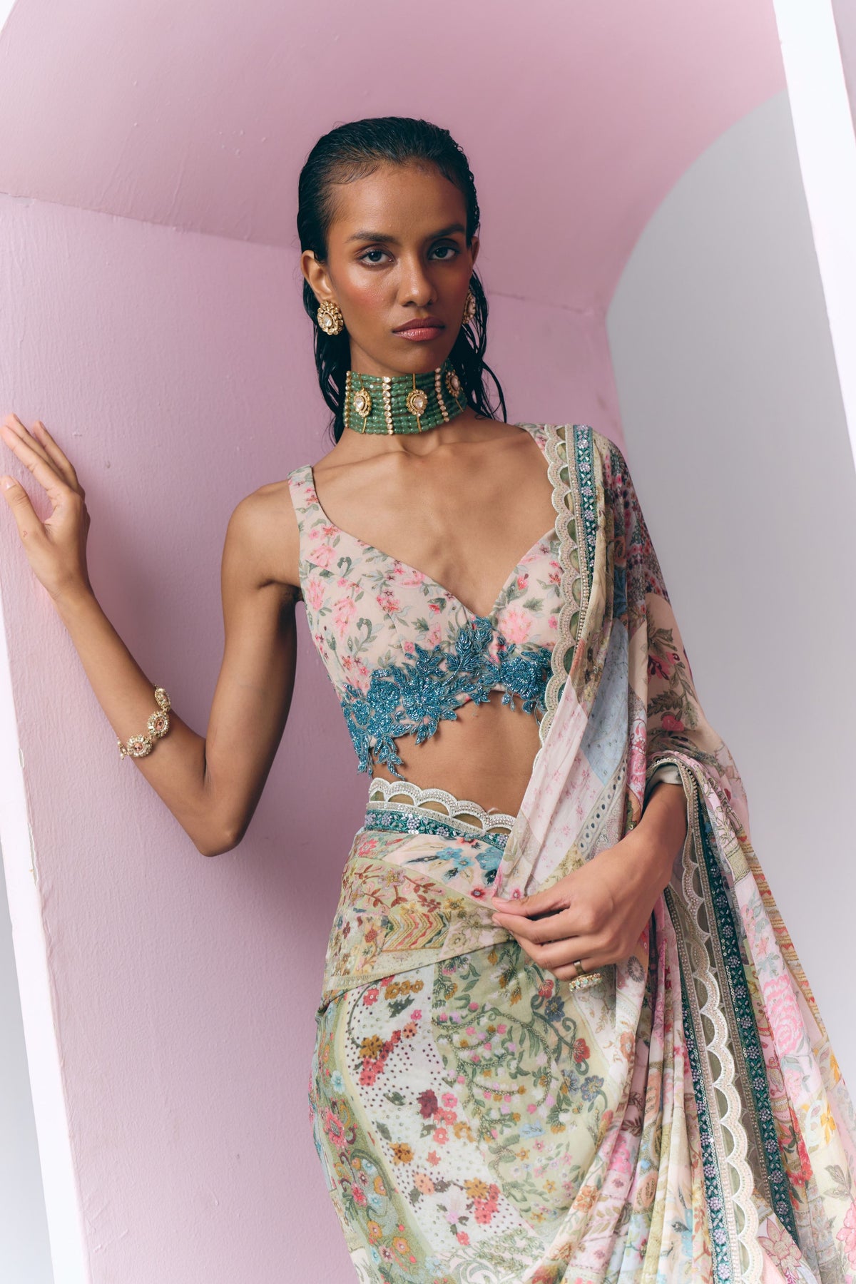 Botanical Mosaic Saree
