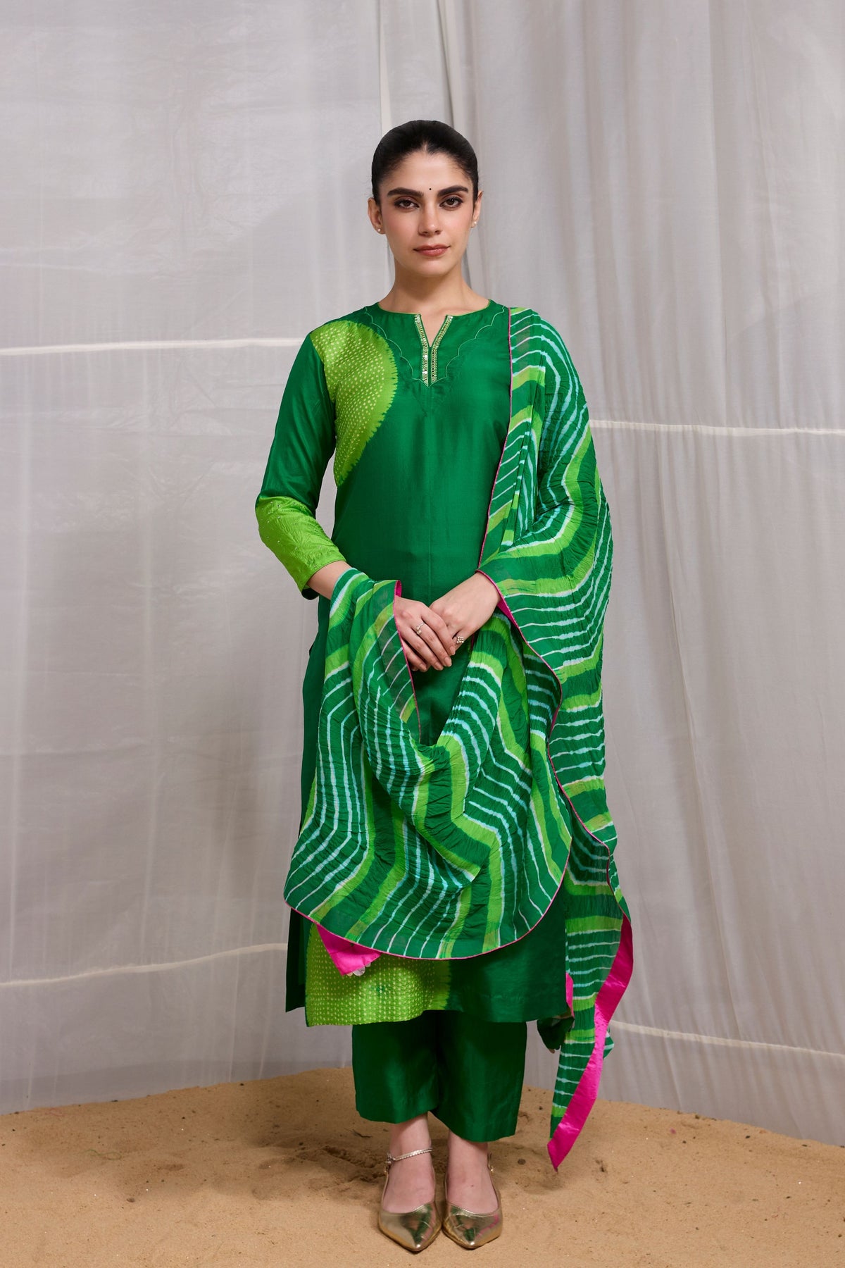 Green Saanjh Suit