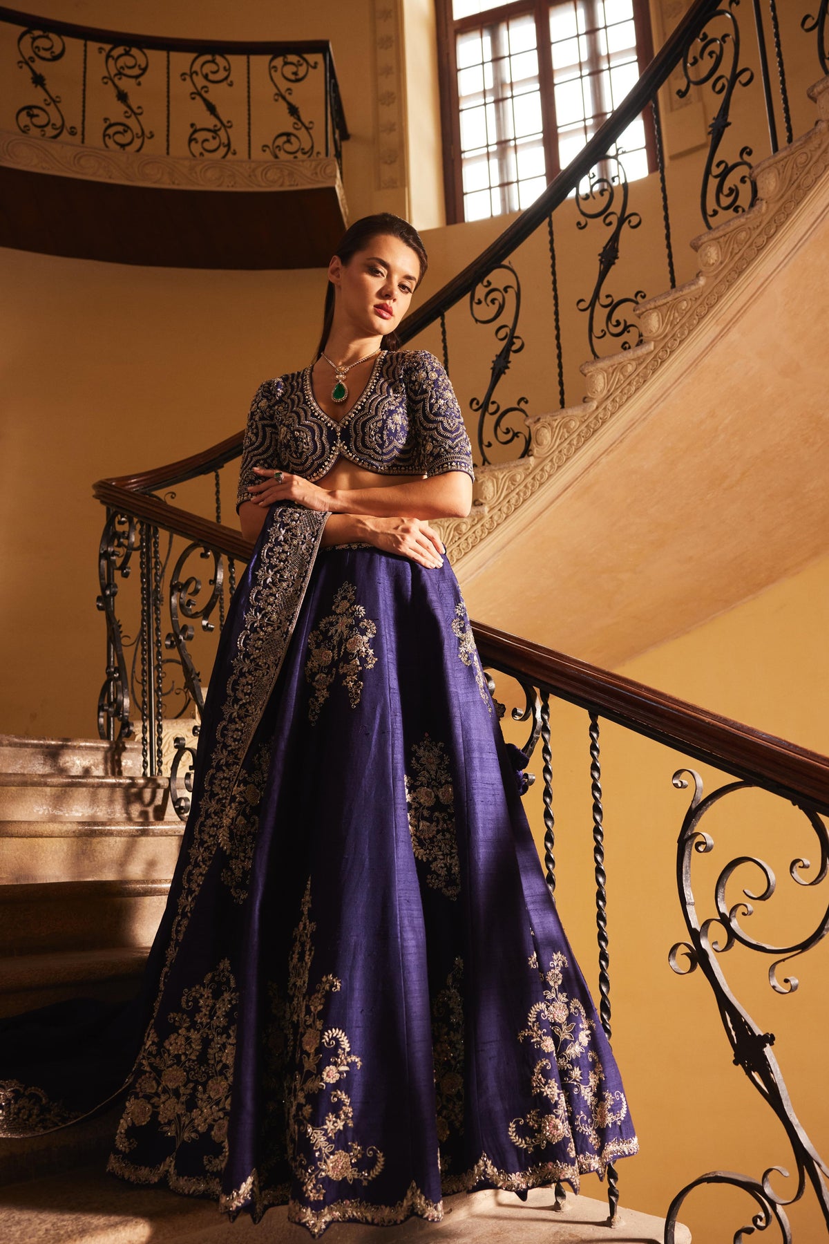 Embroidered Lehenga Set in Purple