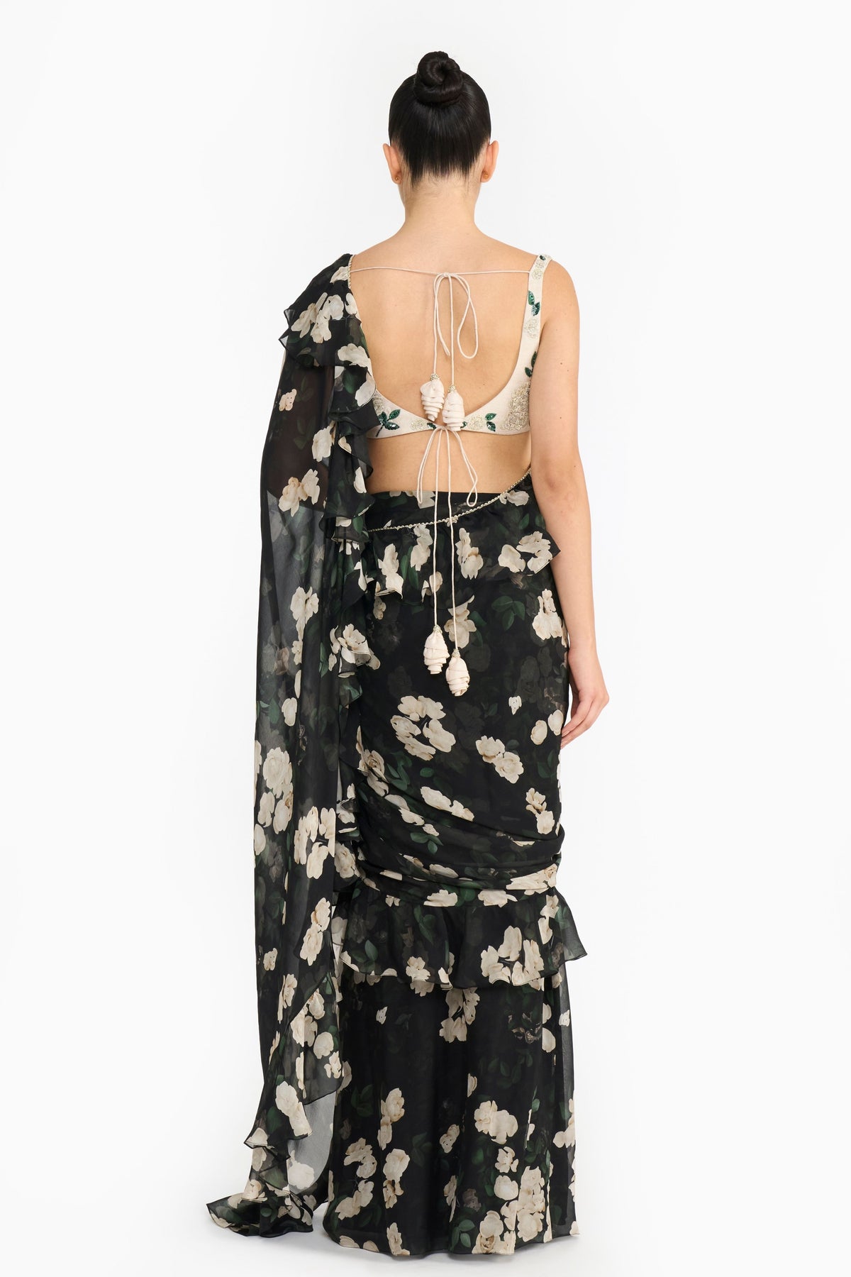 Ivory Rose Creeper Saree Set