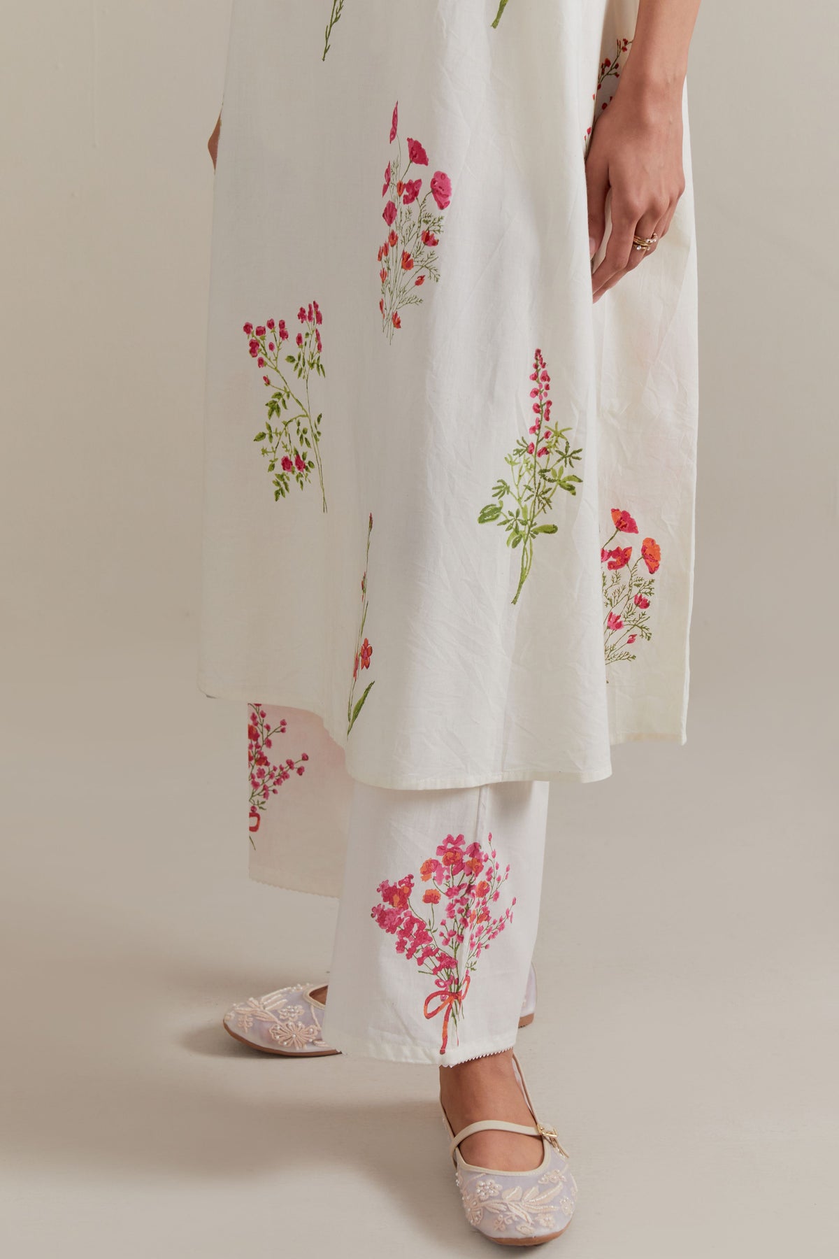 Pink Green Aline Kurta Set
