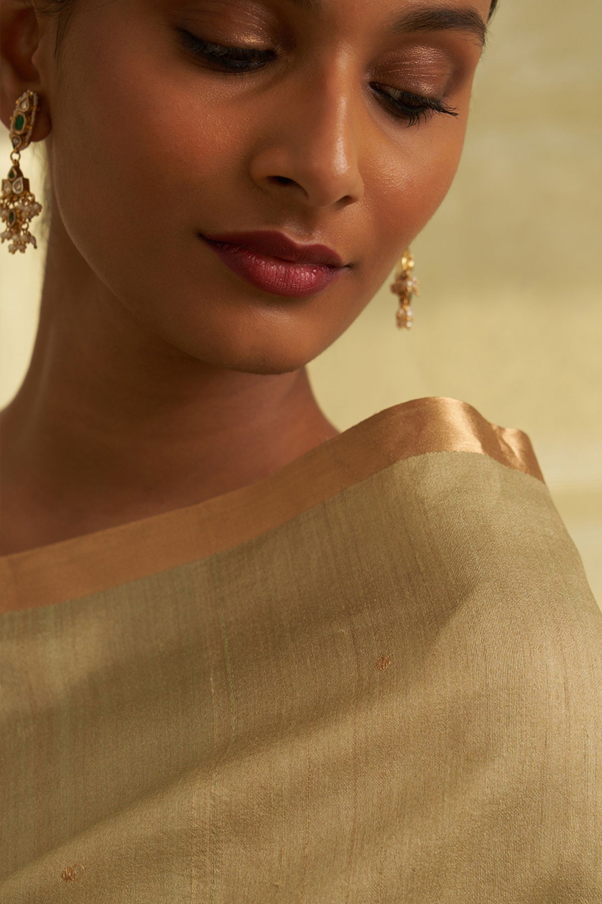 Sage Green Handloom Tussar Saree