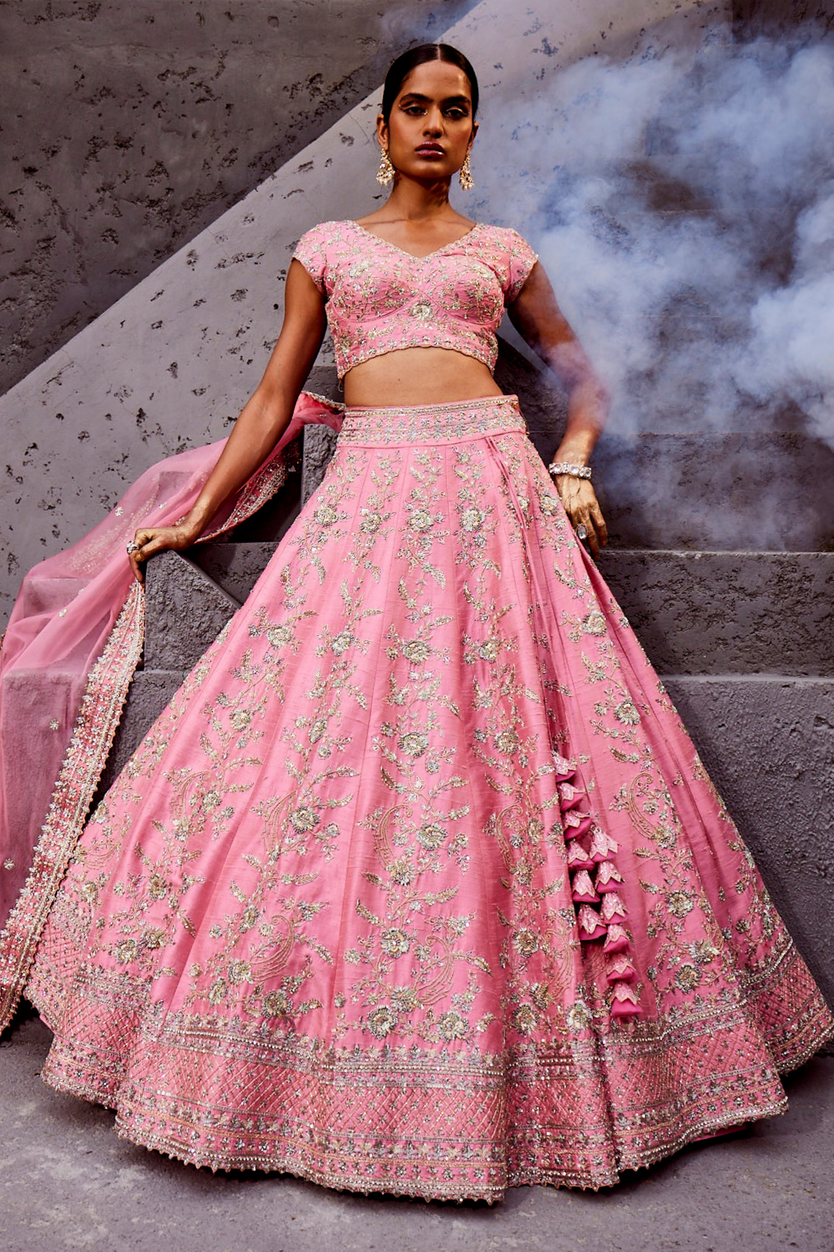 Carnation Pink Creepers Lehenga