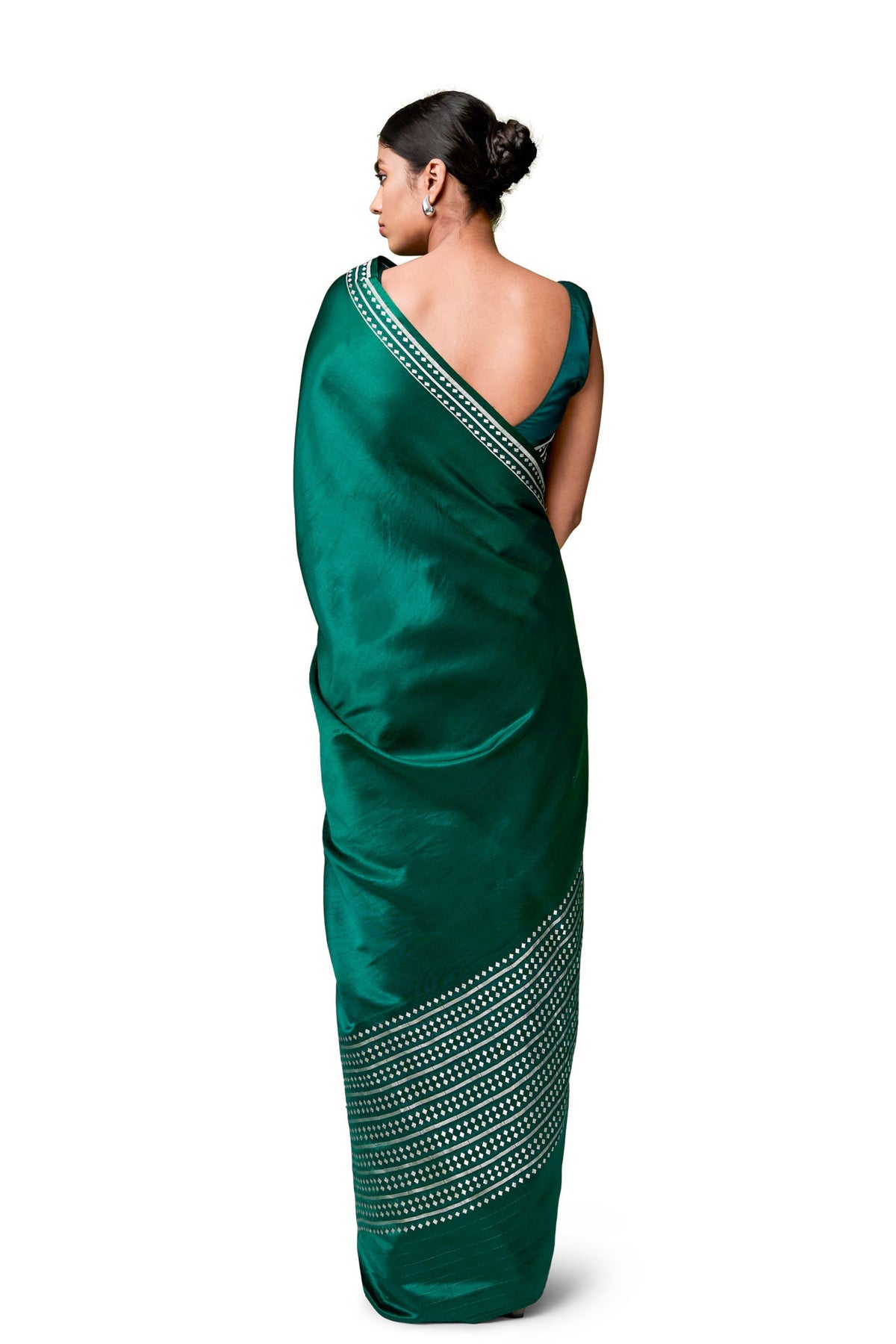 Dark Green Gajji Satin Saree